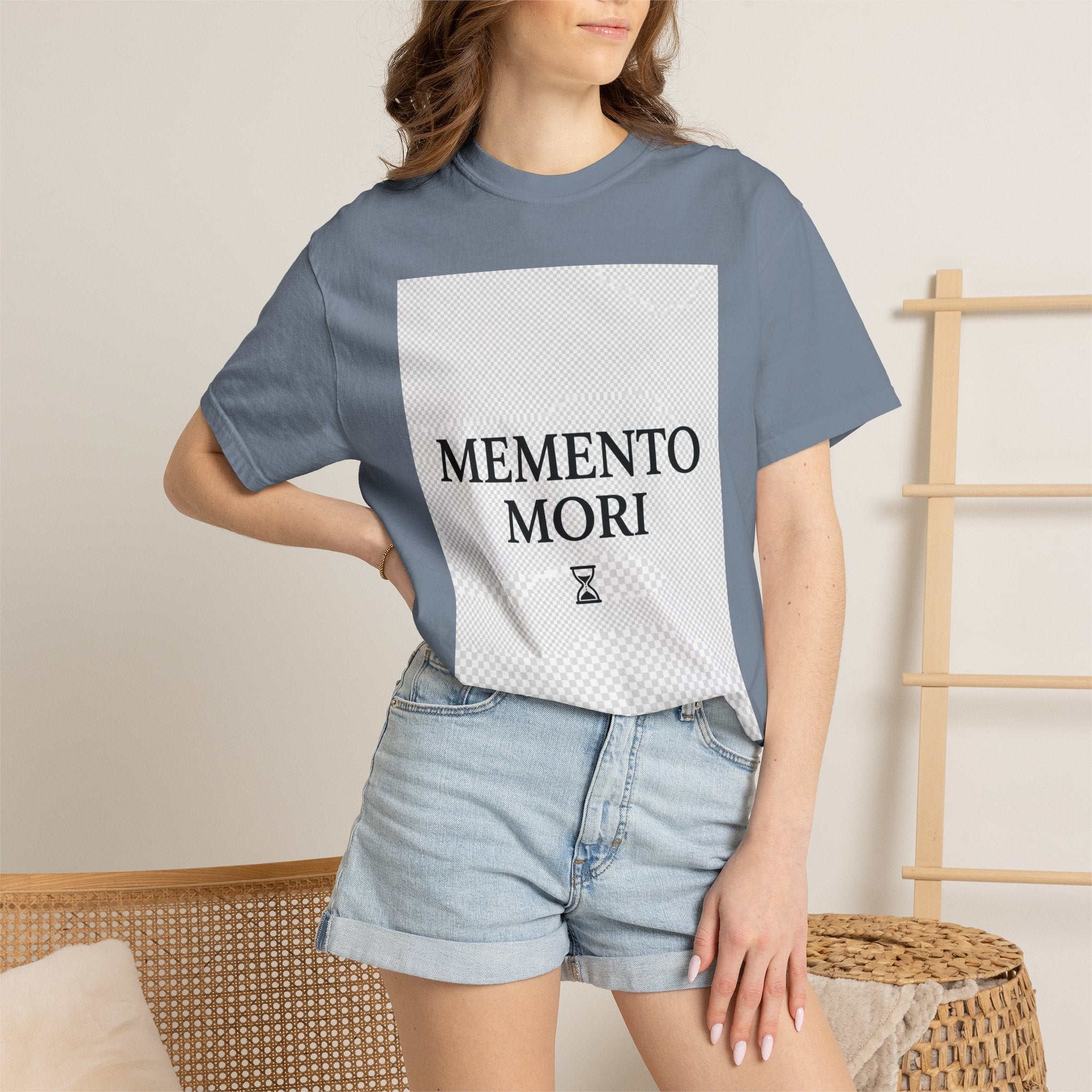 Memento Mori T-Shirt — Minimalist Hourglass Graphic Tee