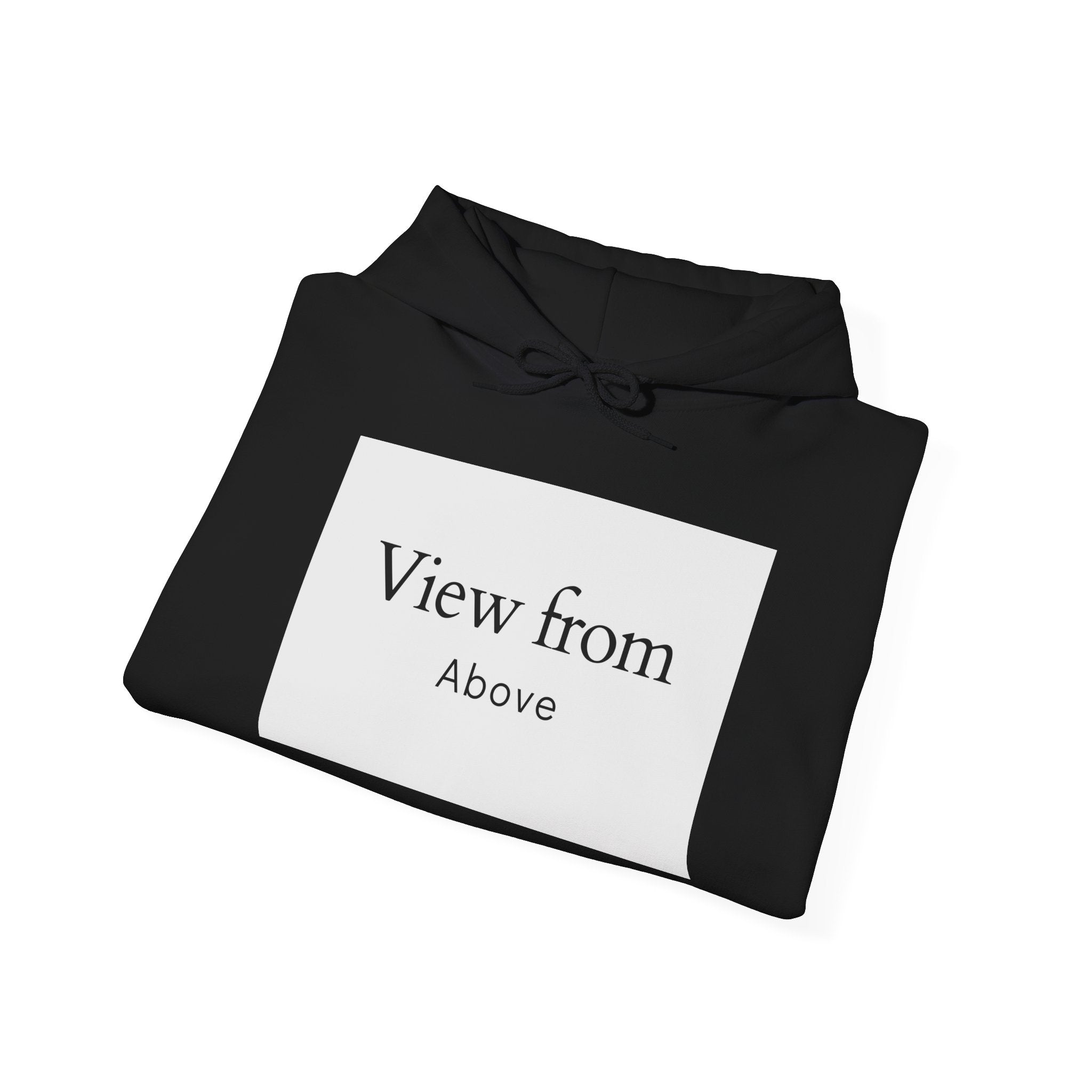 View From Above Hoodie - Minimal Text Graphic Pullover