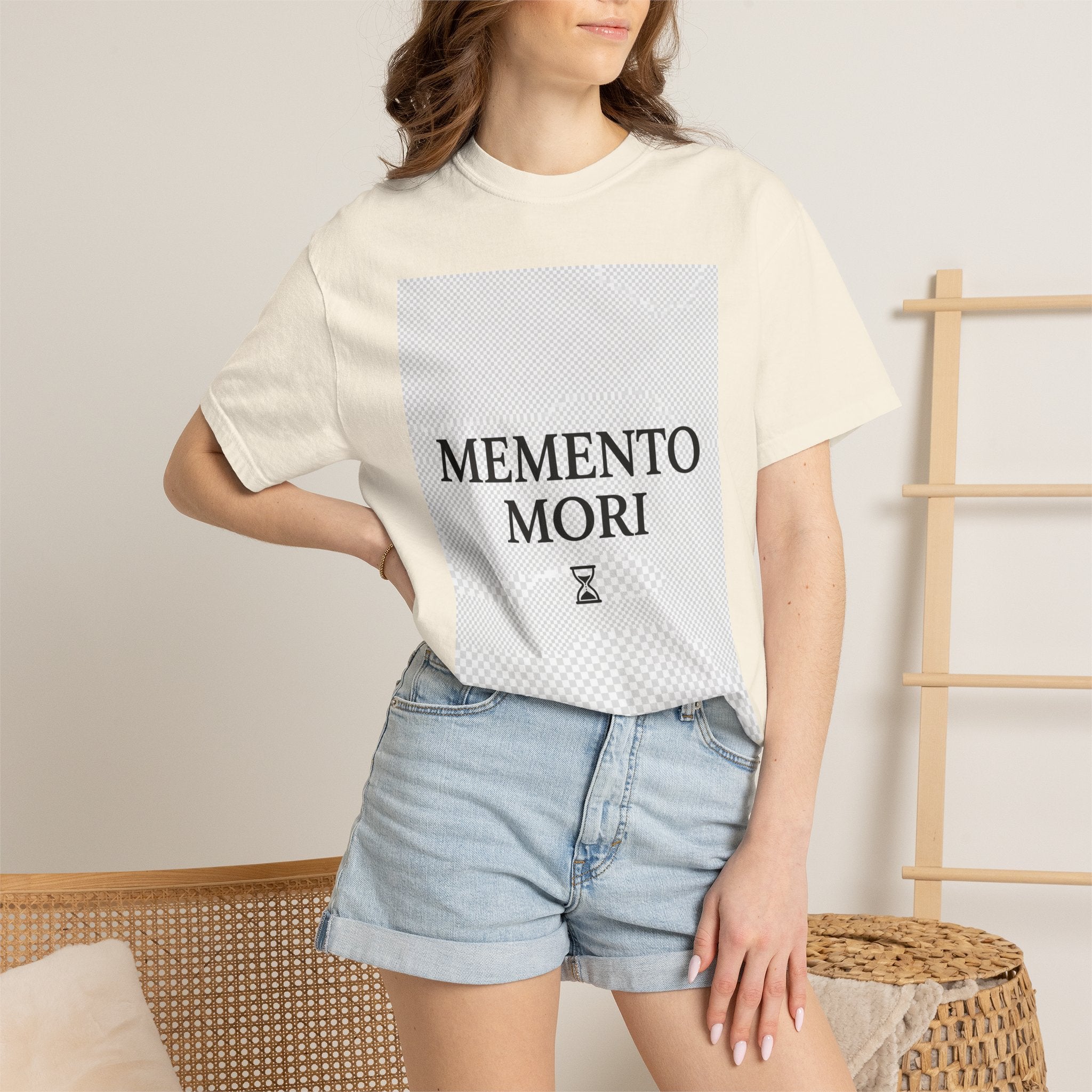 Memento Mori T-Shirt — Minimalist Hourglass Graphic Tee