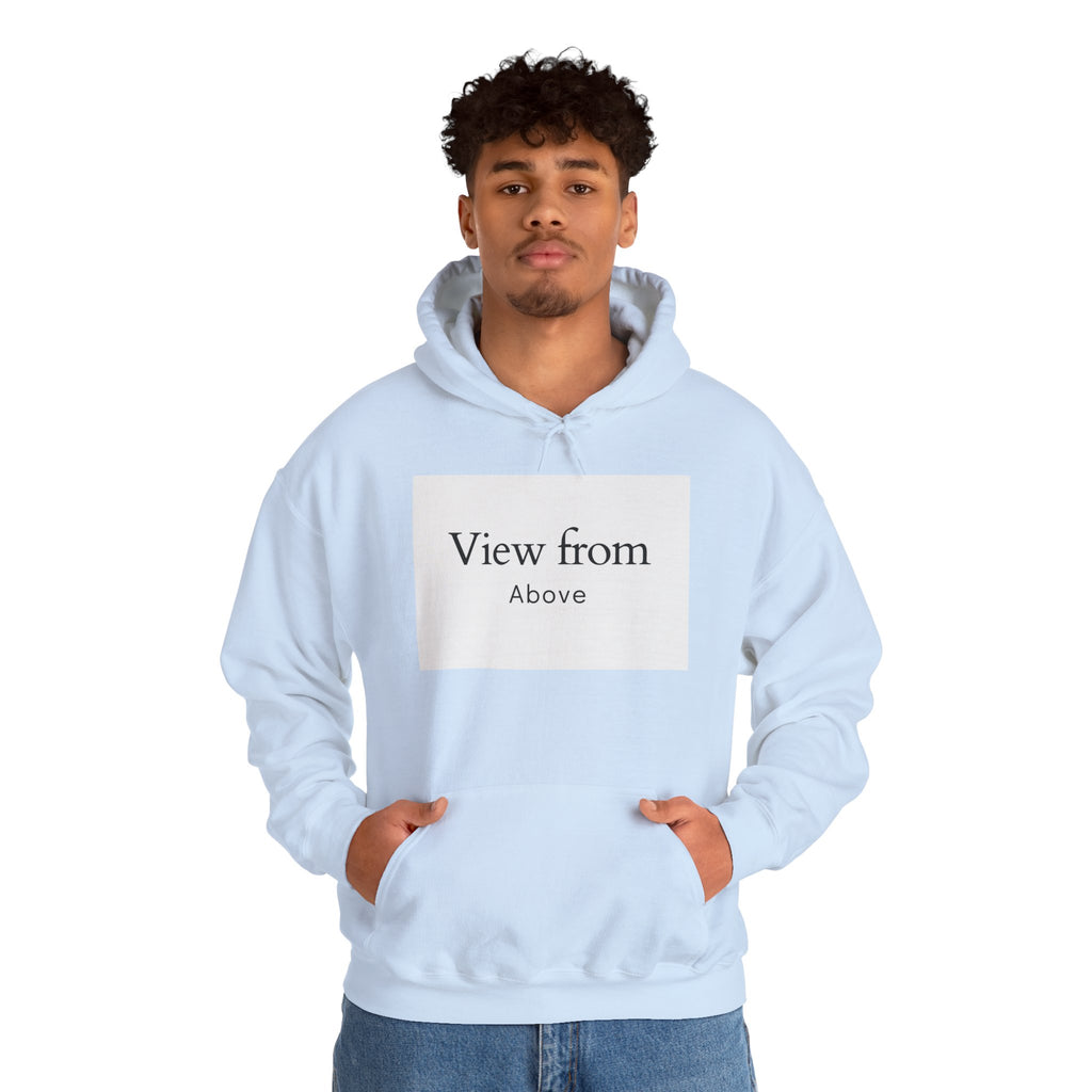 View From Above Hoodie - Minimal Text Graphic Pullover