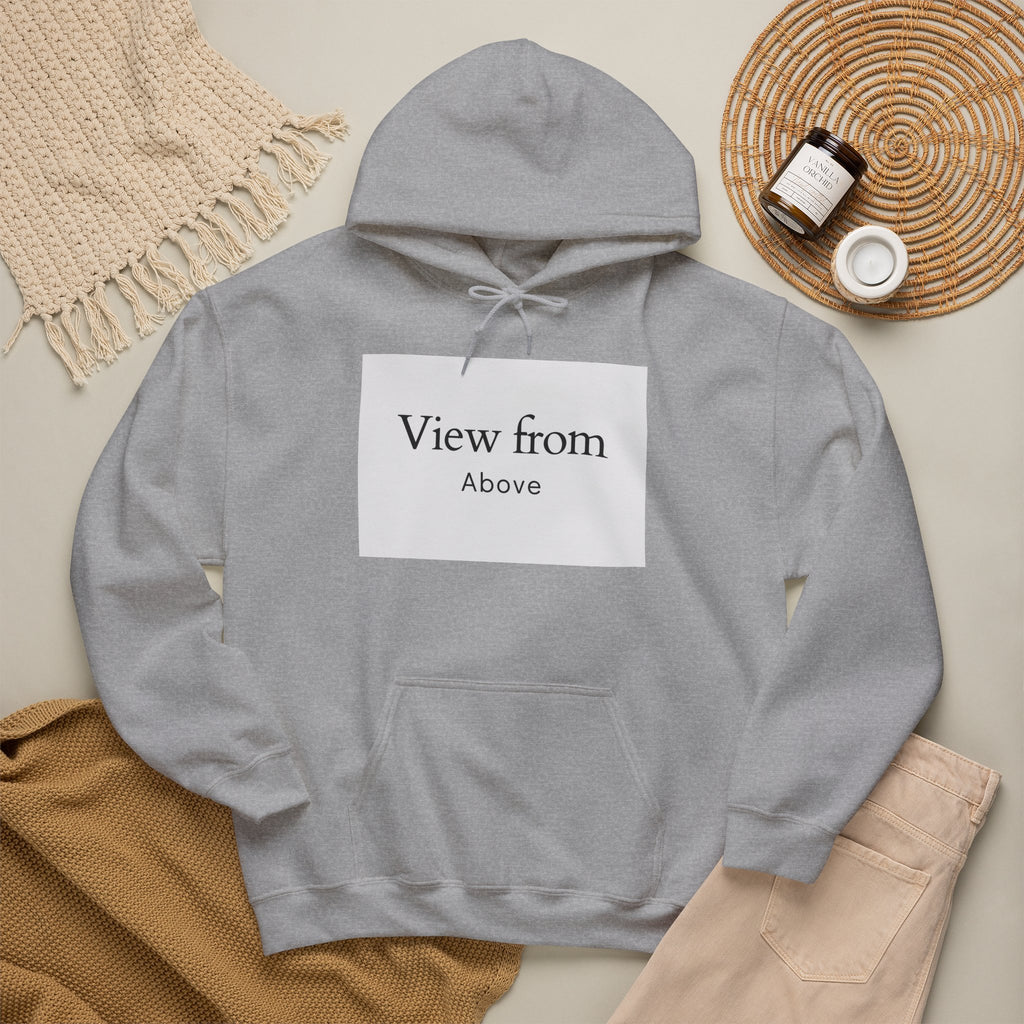 View From Above Hoodie - Minimal Text Graphic Pullover