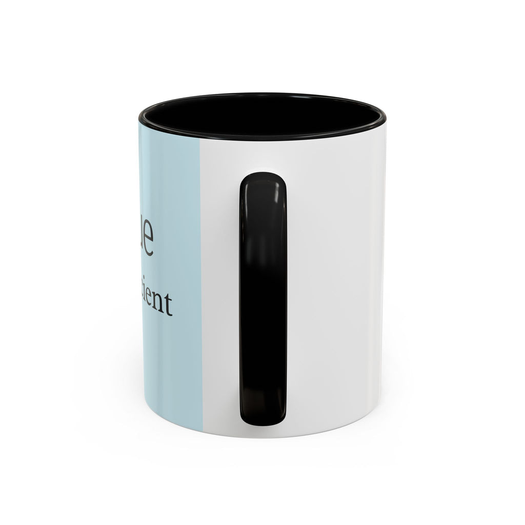Virtue Is Sufficient Accent Coffee Mug — Inspirational Light Blue Ceramic