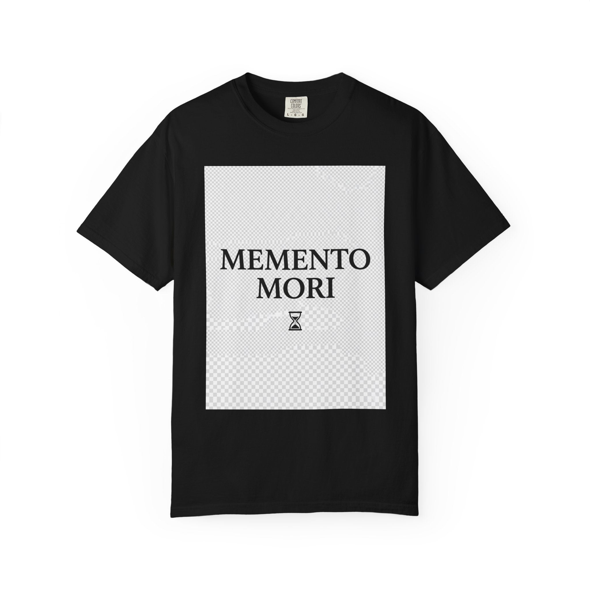 Memento Mori T-Shirt — Minimalist Hourglass Graphic Tee
