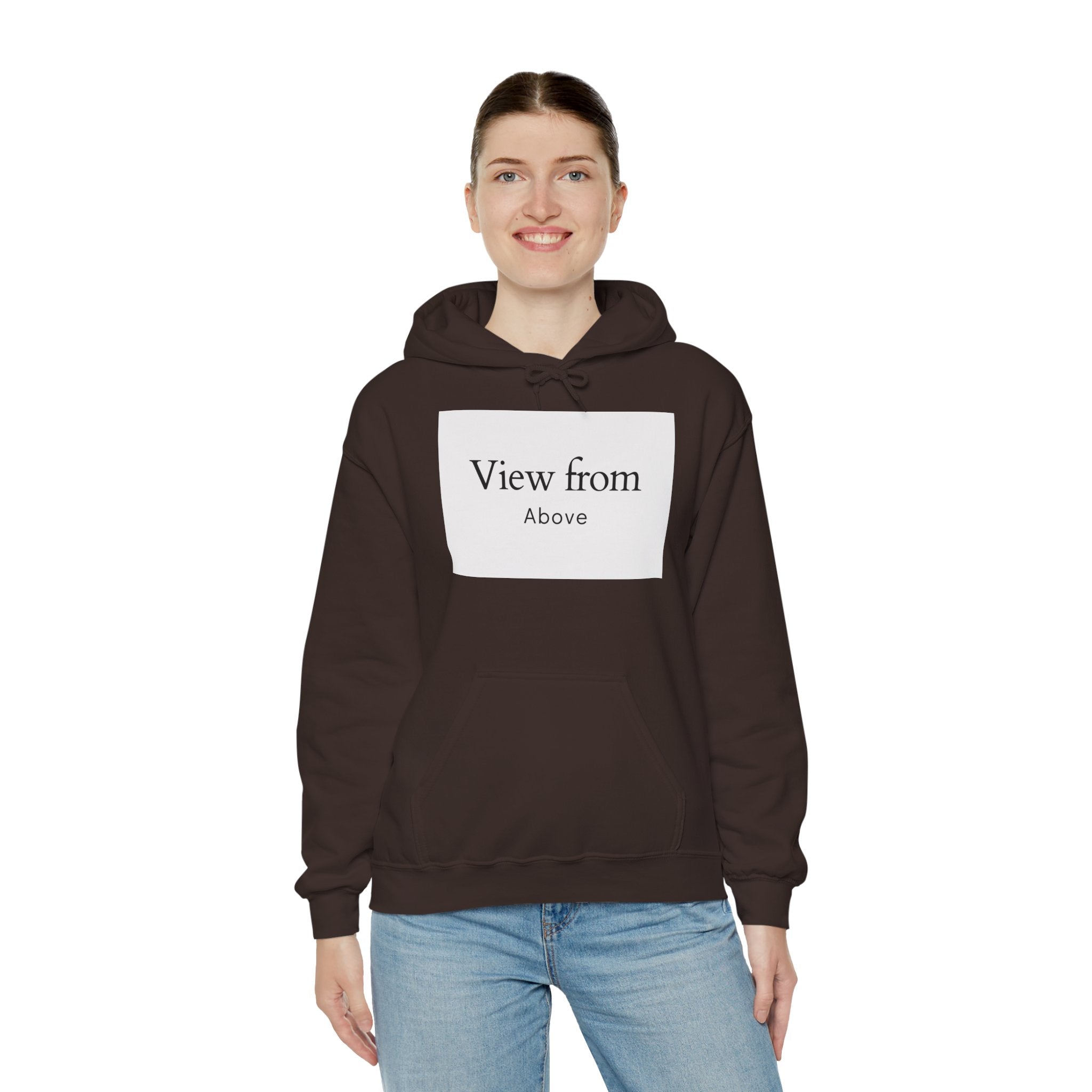 View From Above Hoodie - Minimal Text Graphic Pullover
