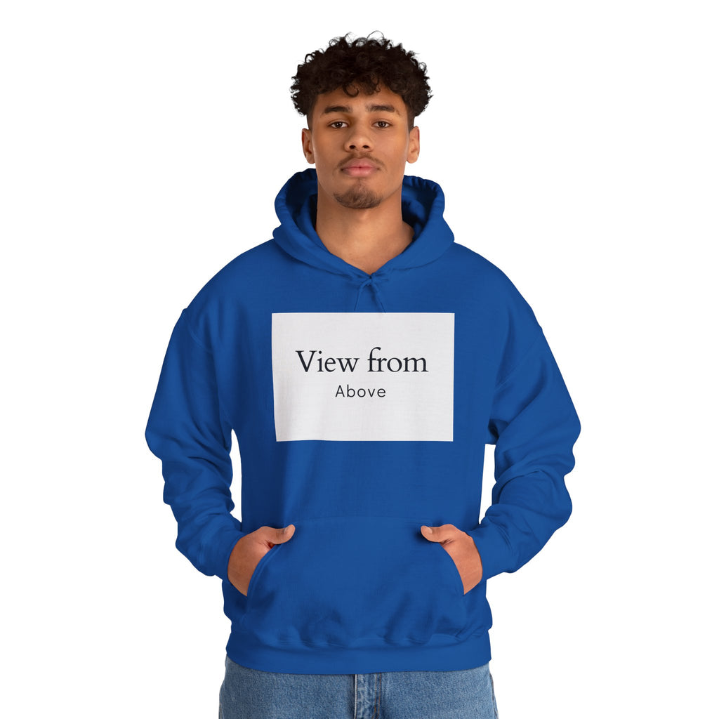 View From Above Hoodie - Minimal Text Graphic Pullover