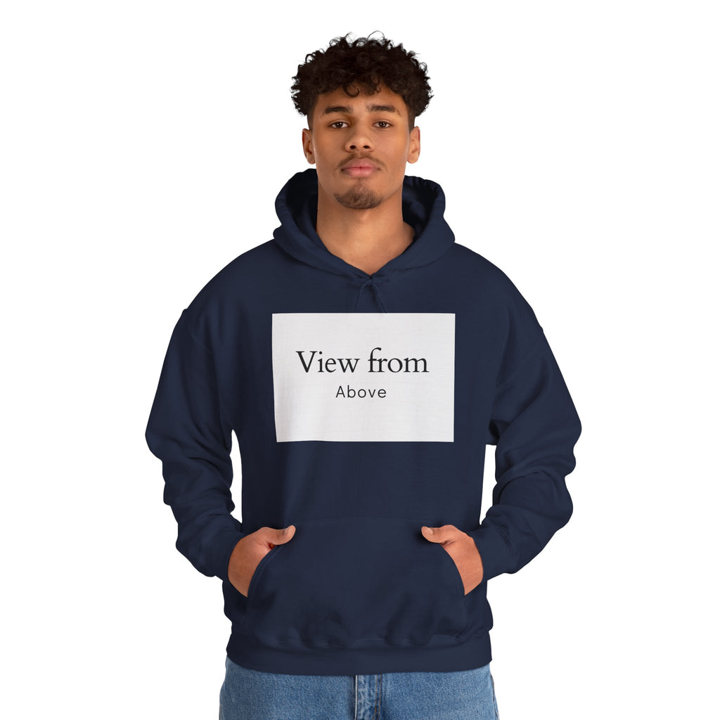 View From Above Hoodie - Minimal Text Graphic Pullover