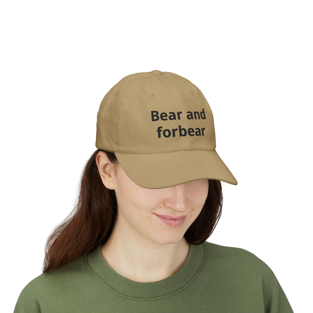 Dad Cap — "Bear and Forbear" Embroidered Cotton Hat