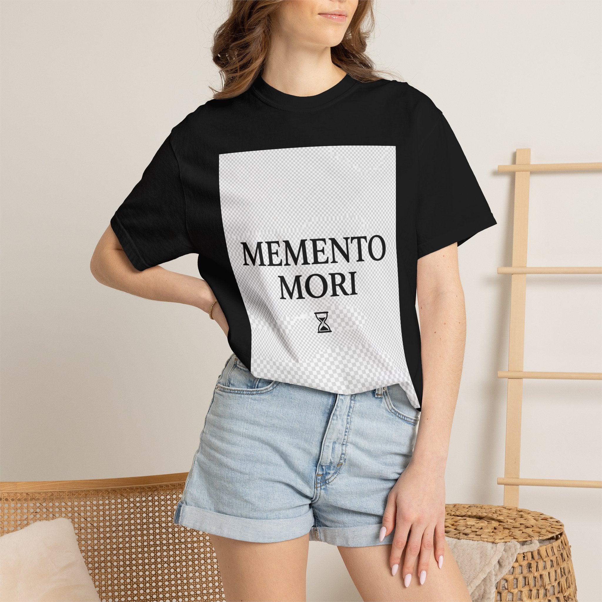 Memento Mori T-Shirt — Minimalist Hourglass Graphic Tee