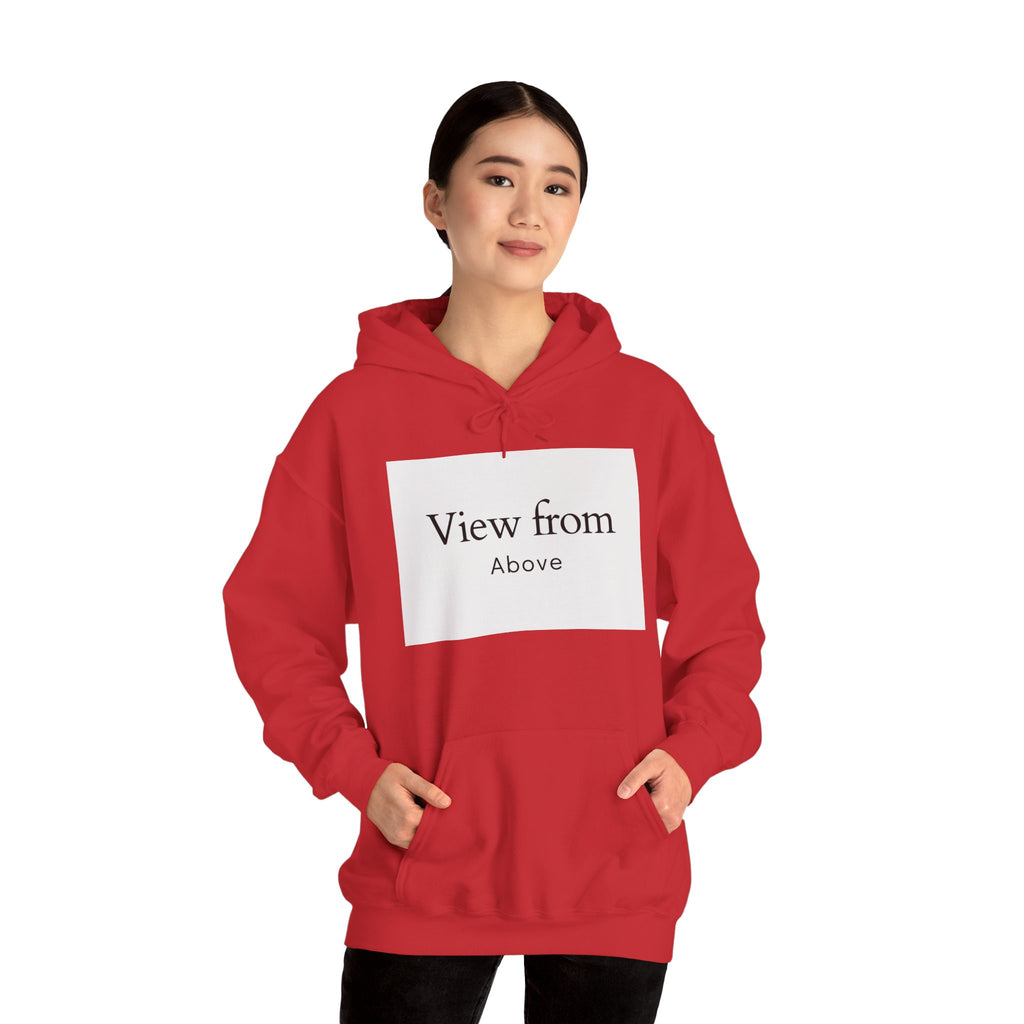 View From Above Hoodie - Minimal Text Graphic Pullover