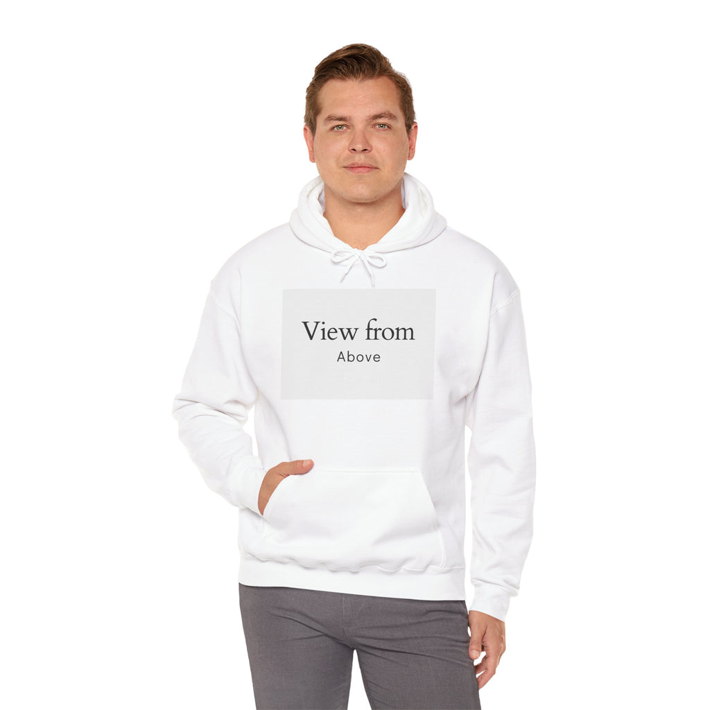 View From Above Hoodie - Minimal Text Graphic Pullover