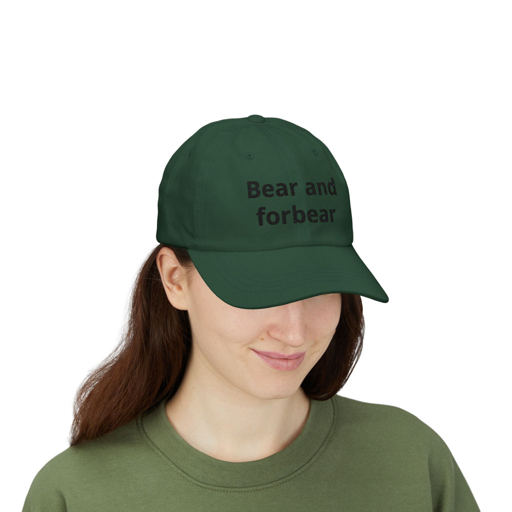 Dad Cap — "Bear and Forbear" Embroidered Cotton Hat