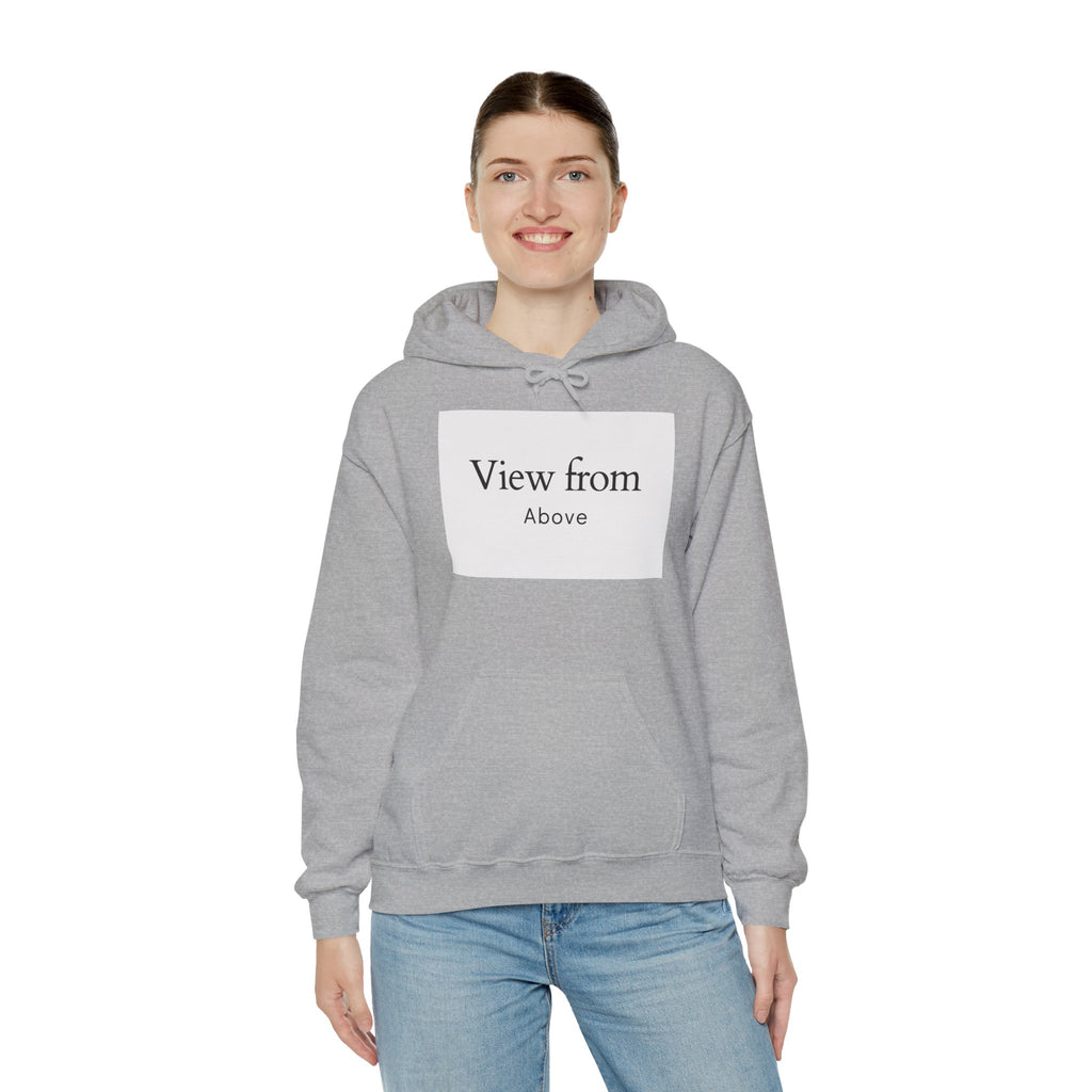 View From Above Hoodie - Minimal Text Graphic Pullover