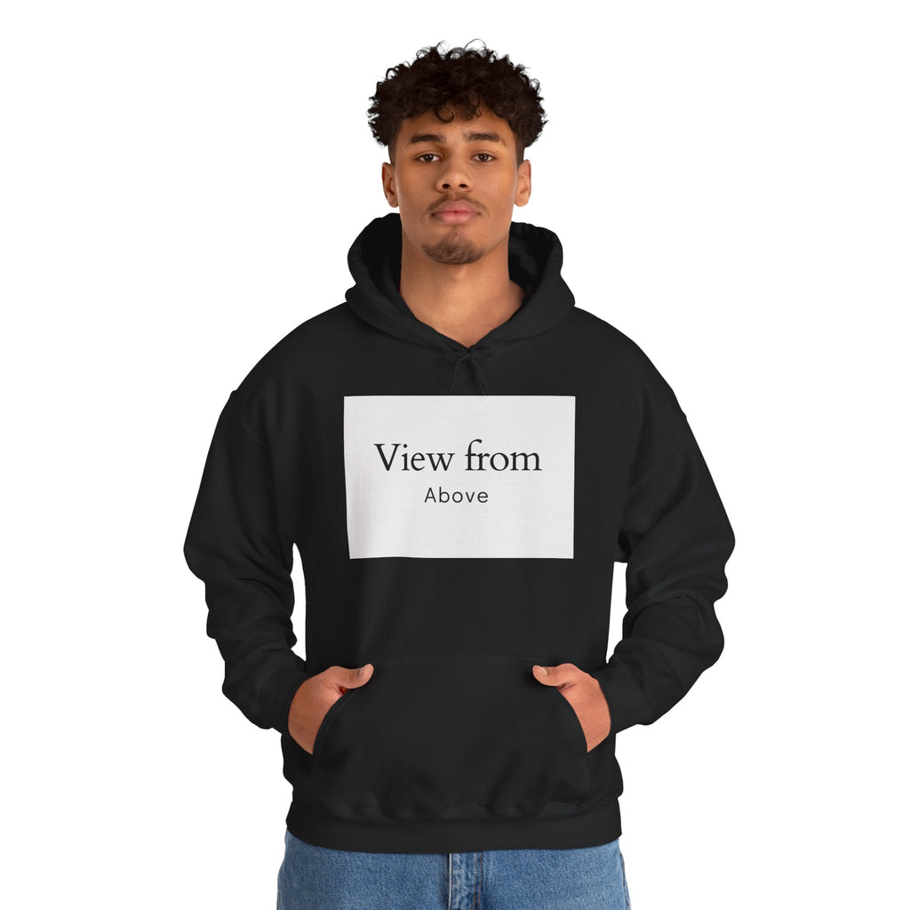 View From Above Hoodie - Minimal Text Graphic Pullover