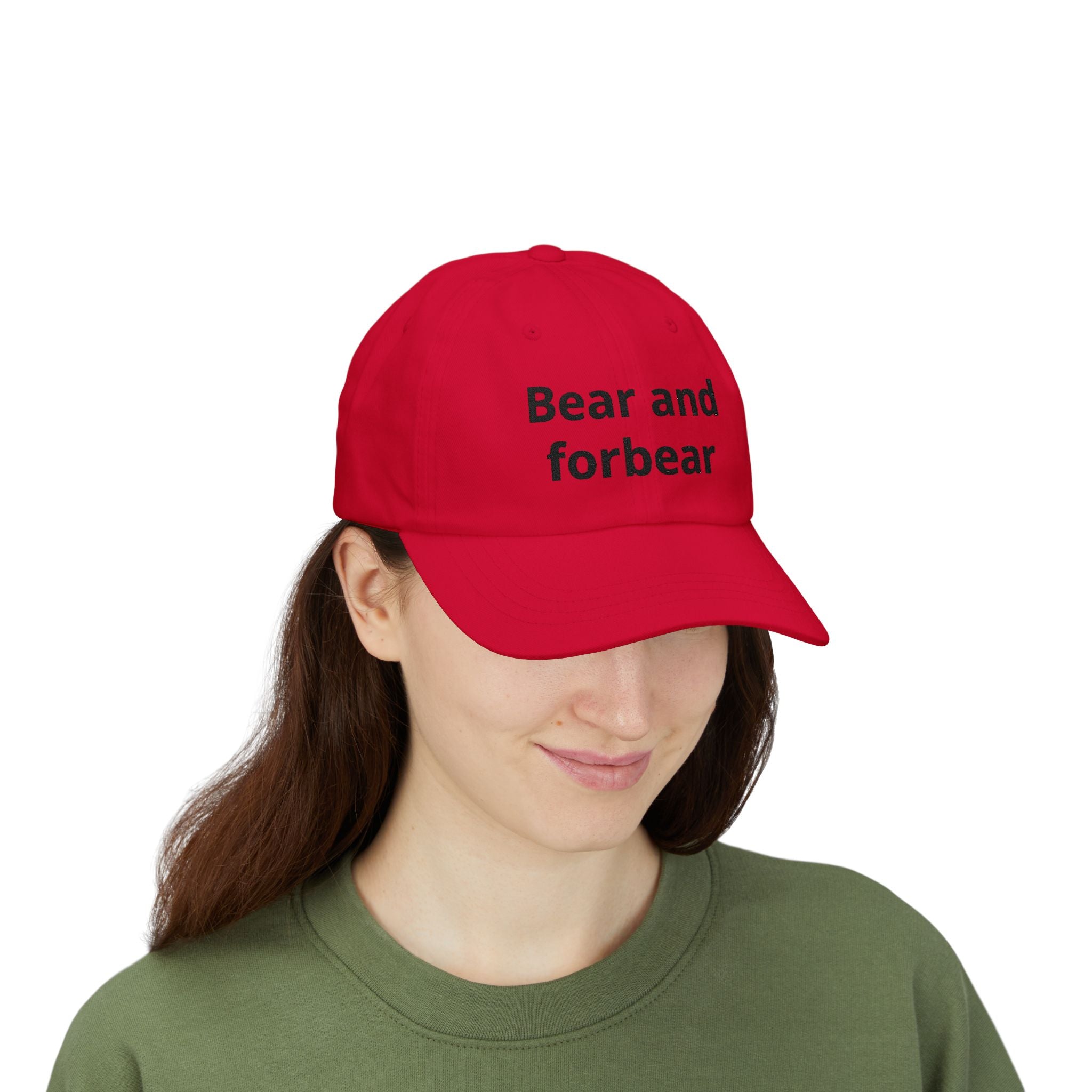 Dad Cap — "Bear and Forbear" Embroidered Cotton Hat