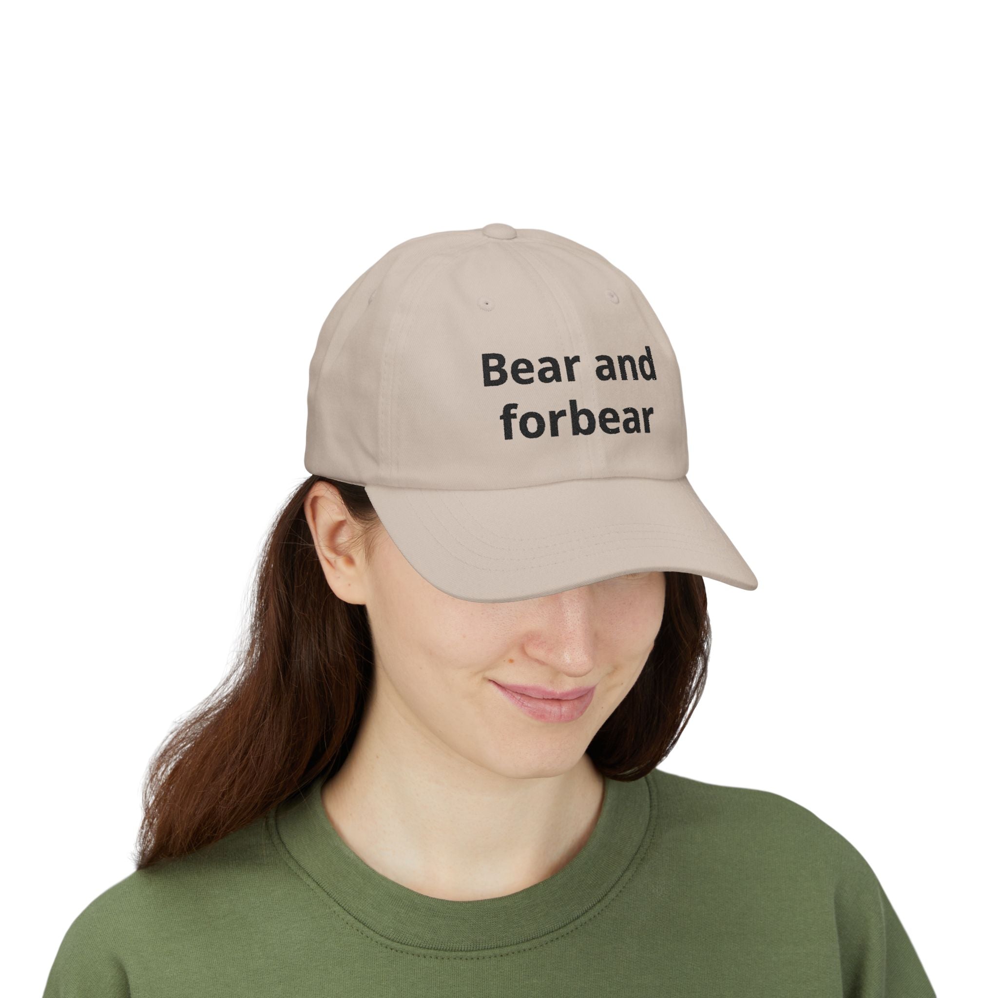 Dad Cap — "Bear and Forbear" Embroidered Cotton Hat