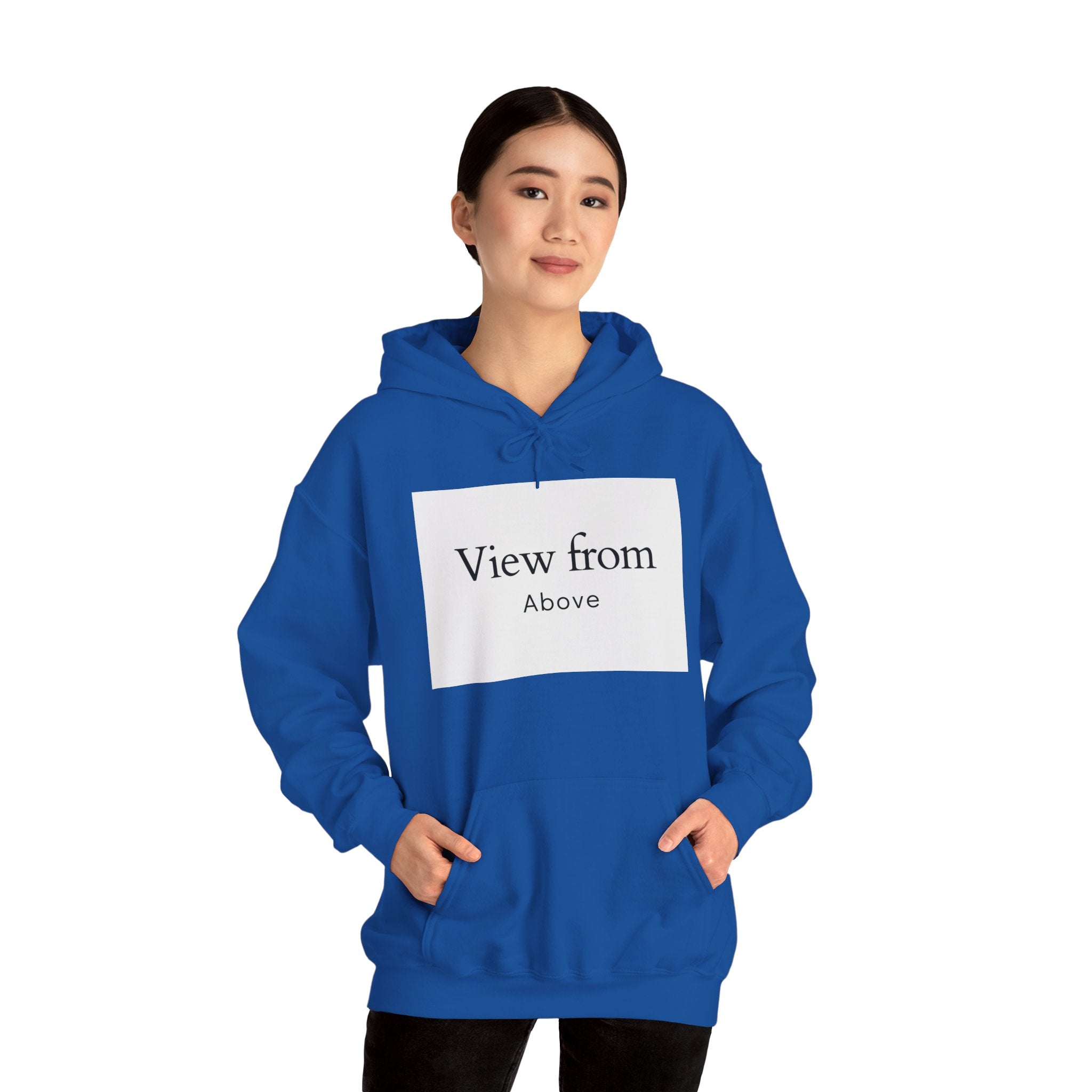View From Above Hoodie - Minimal Text Graphic Pullover