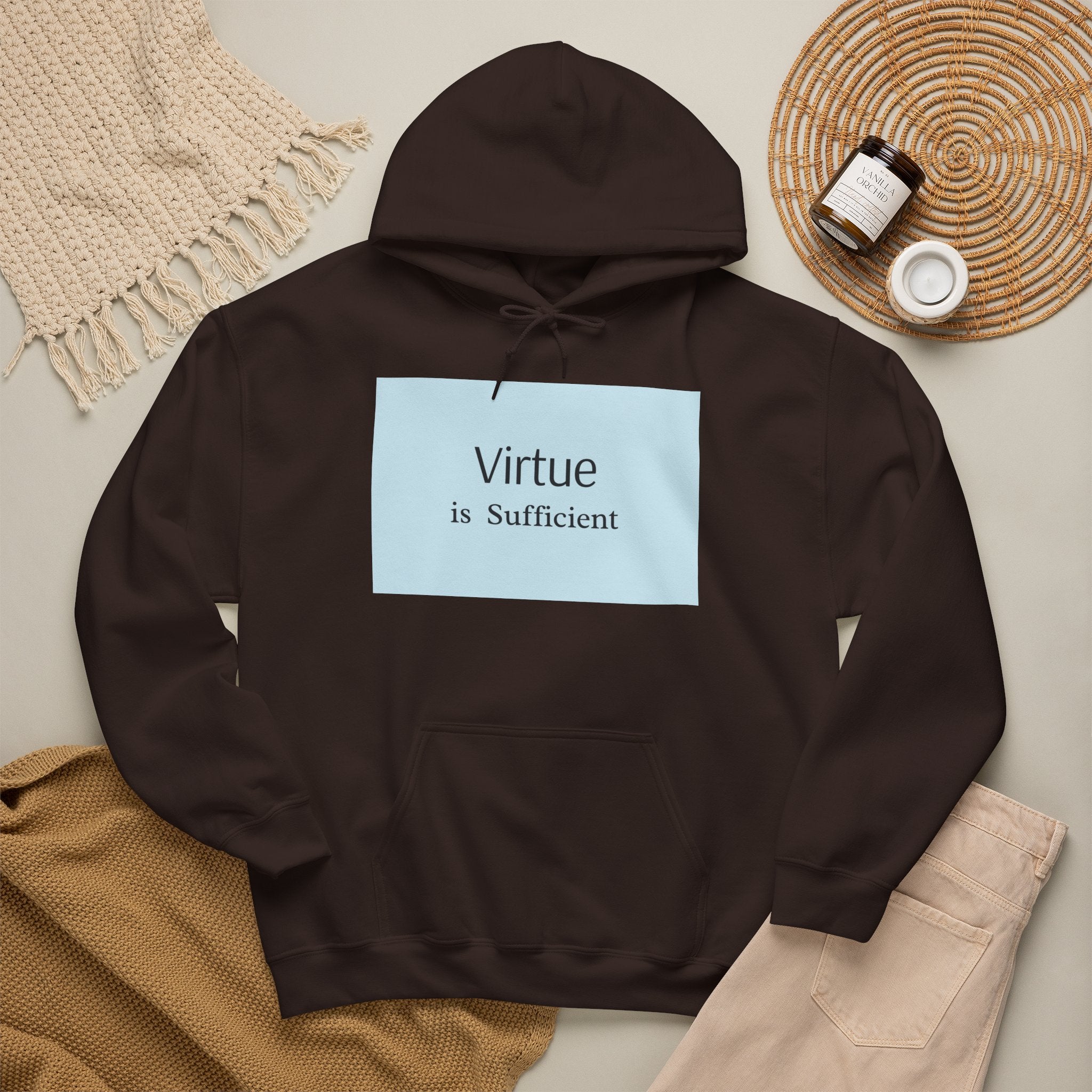 Virtue Is Sufficient Hoodie — Minimalist Inspirational Pullover