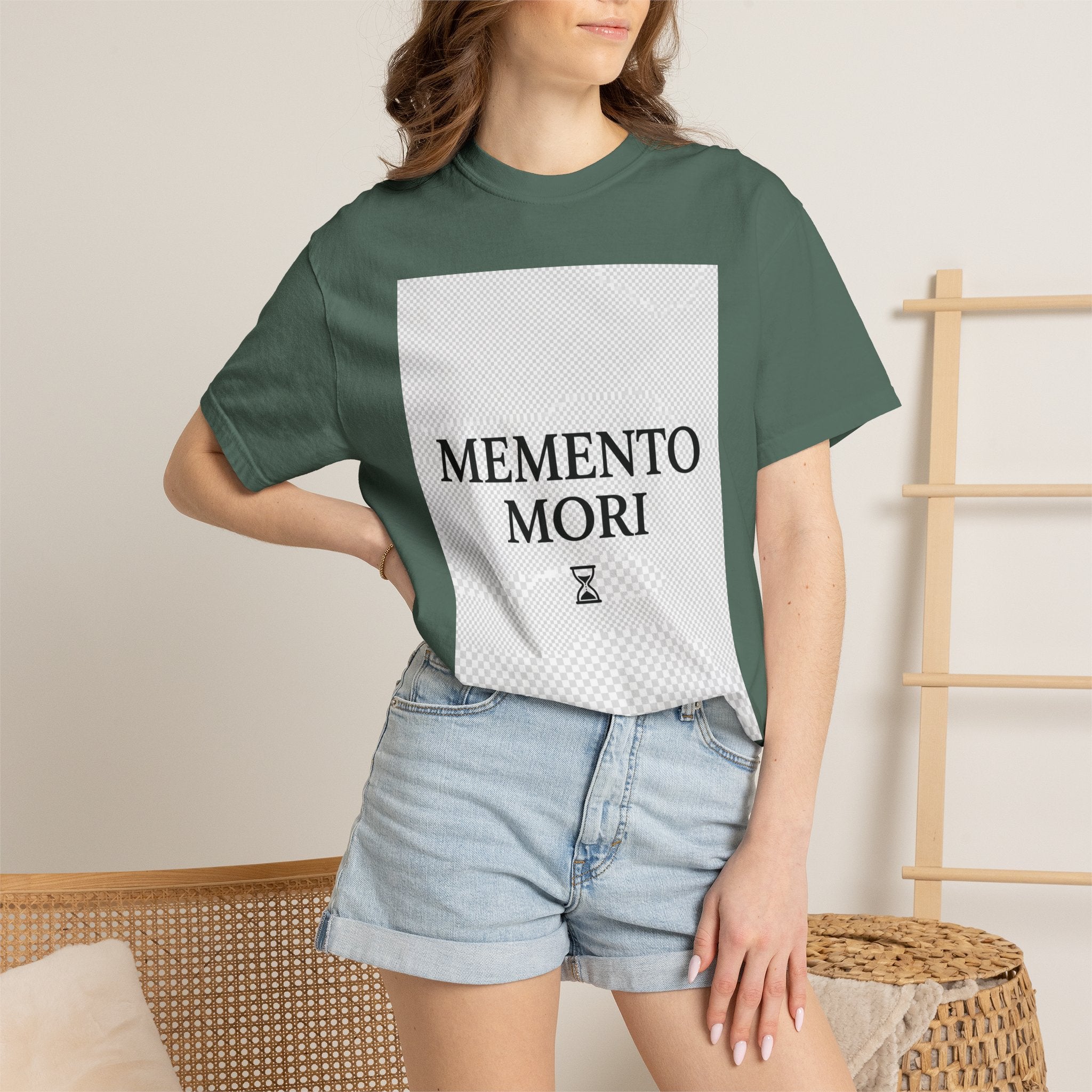 Memento Mori T-Shirt — Minimalist Hourglass Graphic Tee