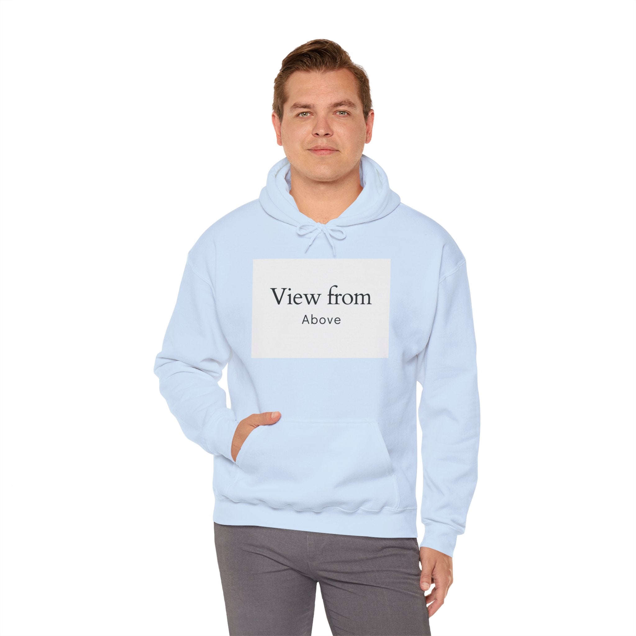 View From Above Hoodie - Minimal Text Graphic Pullover