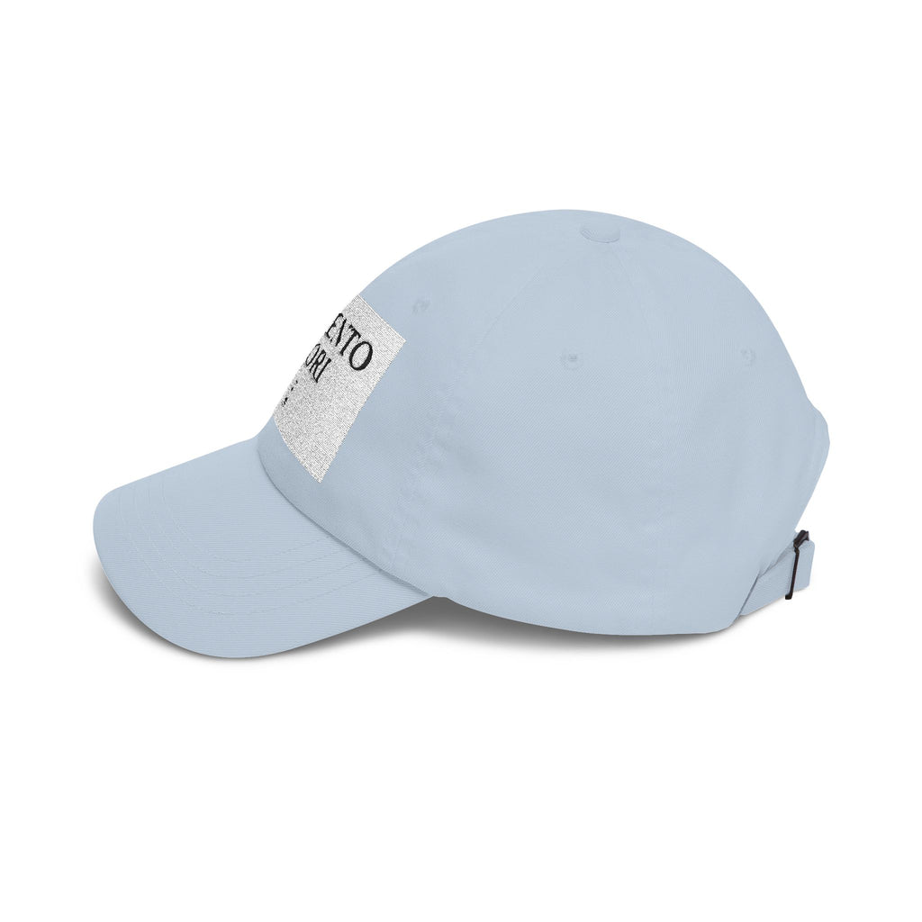 Memento Mori Dad Cap — Minimalist White Embroidered Baseball Hat