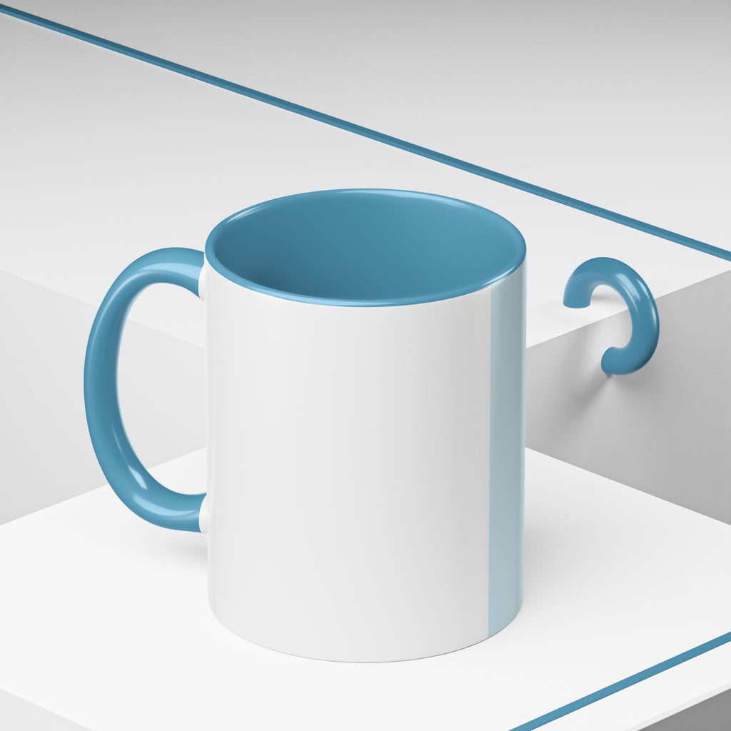 Virtue Is Sufficient Accent Coffee Mug — Inspirational Light Blue Ceramic