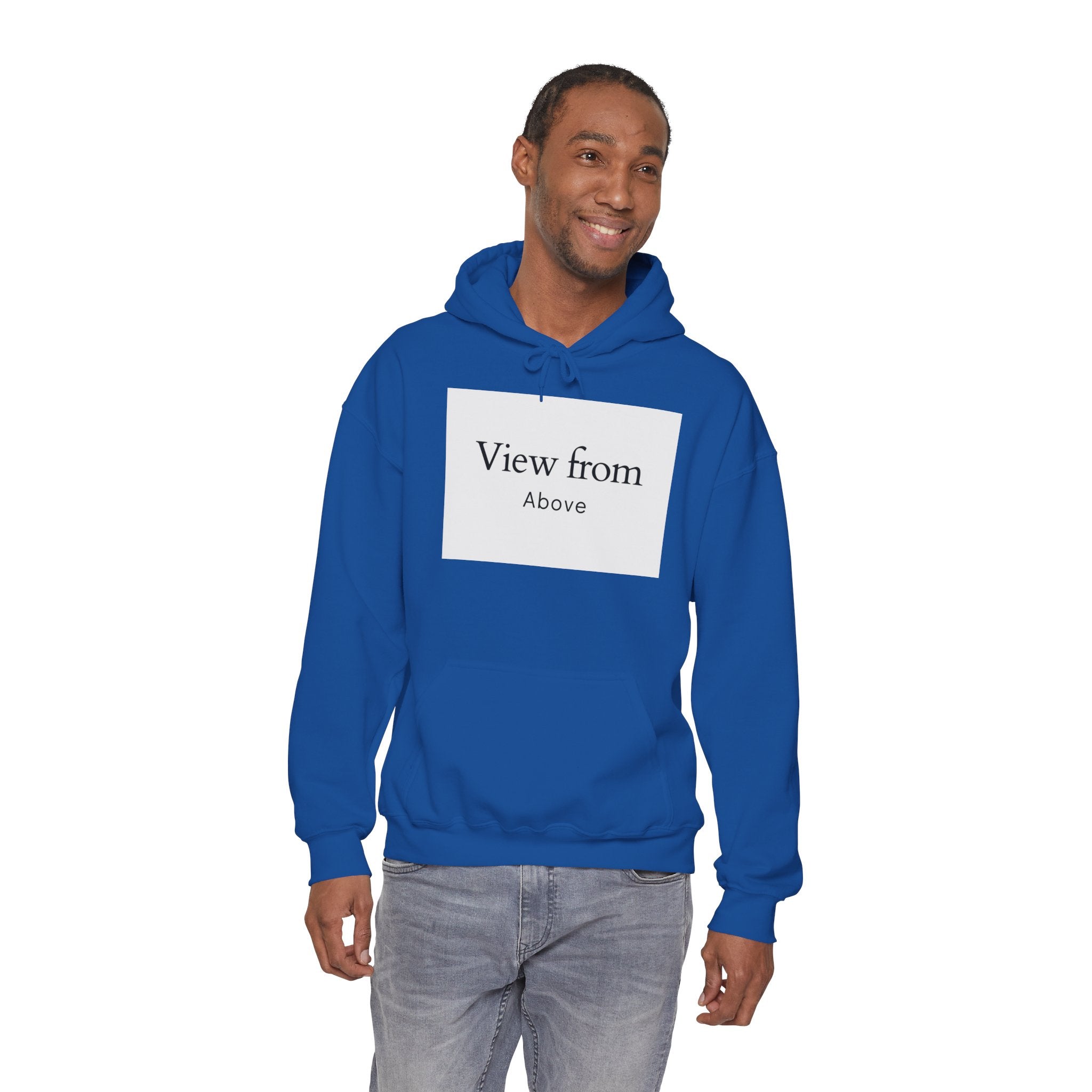 View From Above Hoodie - Minimal Text Graphic Pullover