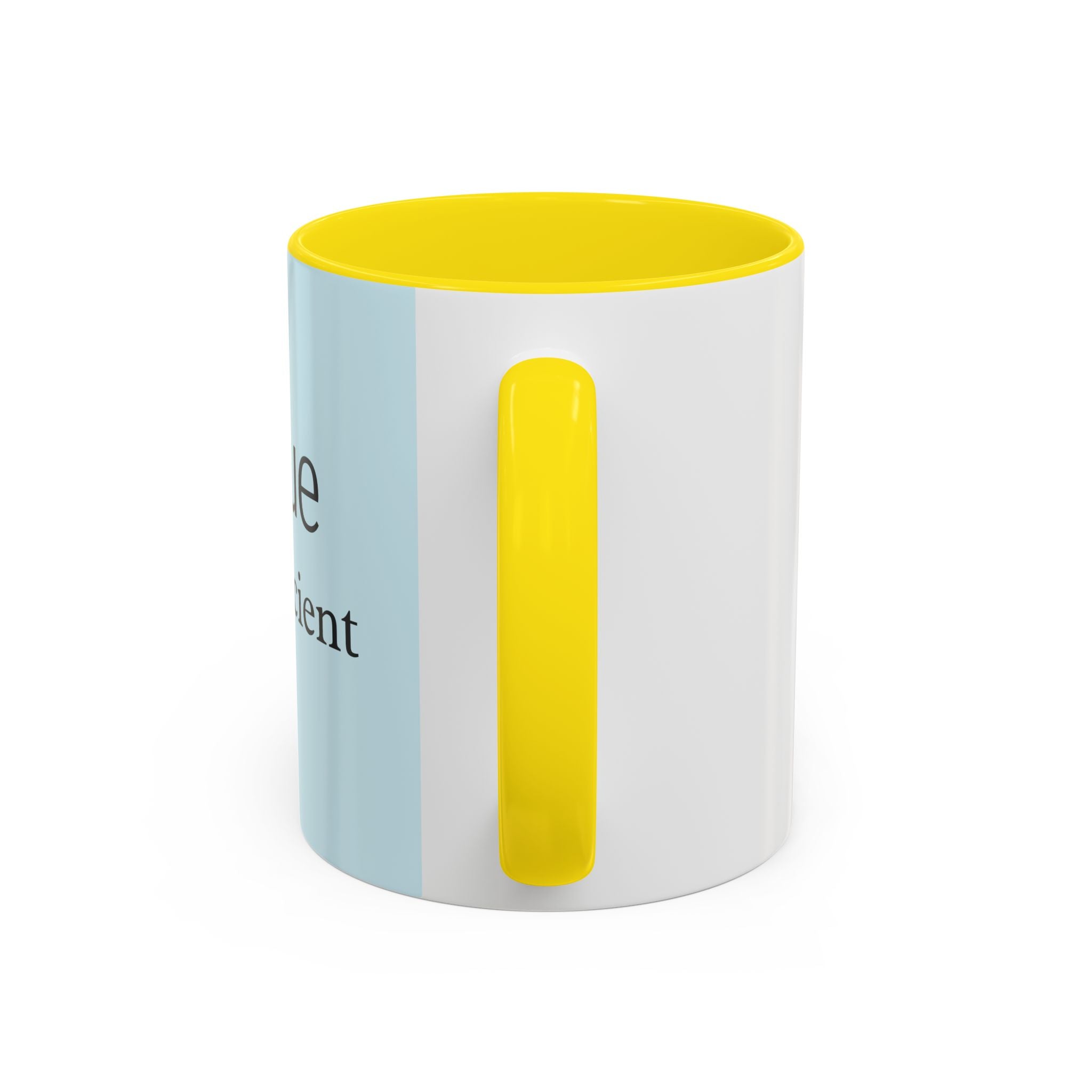 Virtue Is Sufficient Accent Coffee Mug — Inspirational Light Blue Ceramic