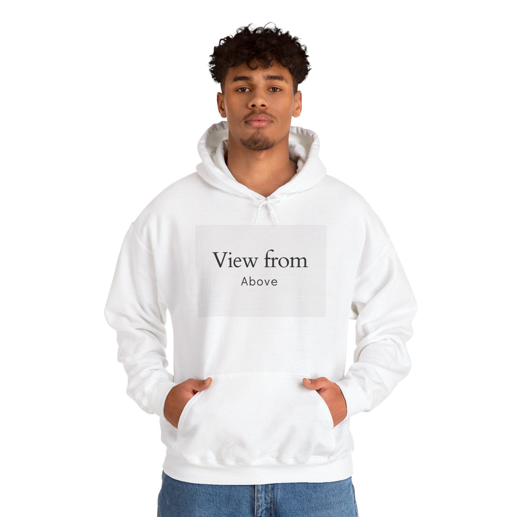 View From Above Hoodie - Minimal Text Graphic Pullover