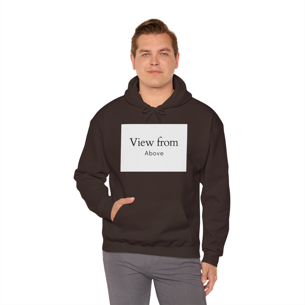 View From Above Hoodie - Minimal Text Graphic Pullover