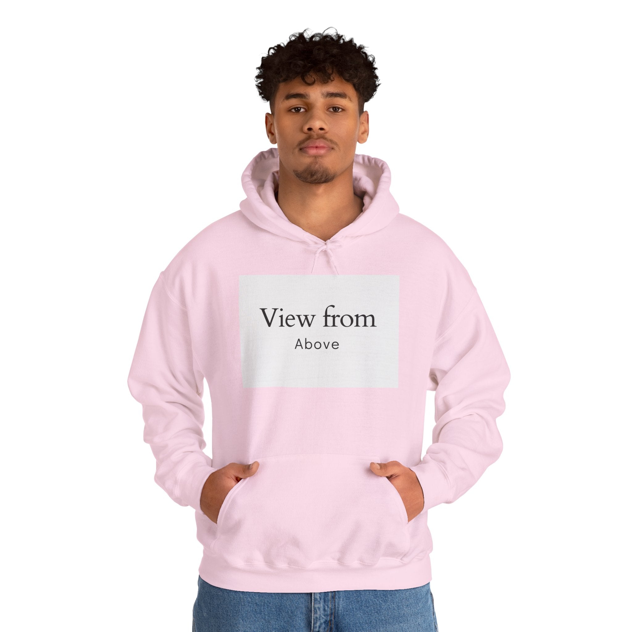 View From Above Hoodie - Minimal Text Graphic Pullover