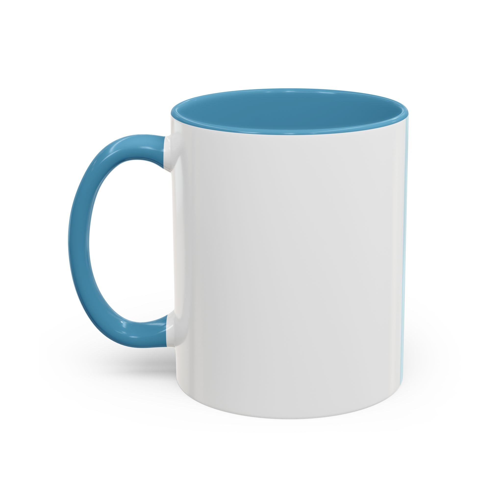 Virtue Is Sufficient Accent Coffee Mug — Inspirational Light Blue Ceramic