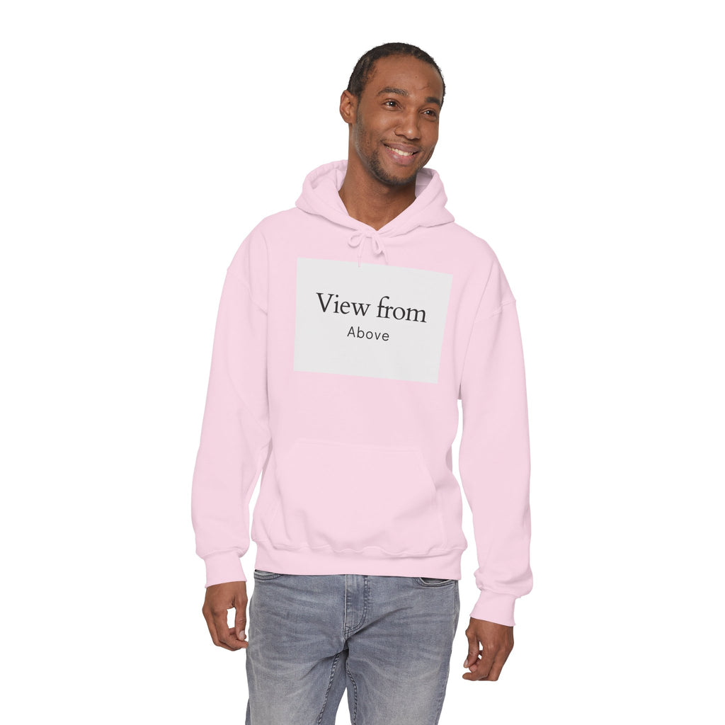 View From Above Hoodie - Minimal Text Graphic Pullover
