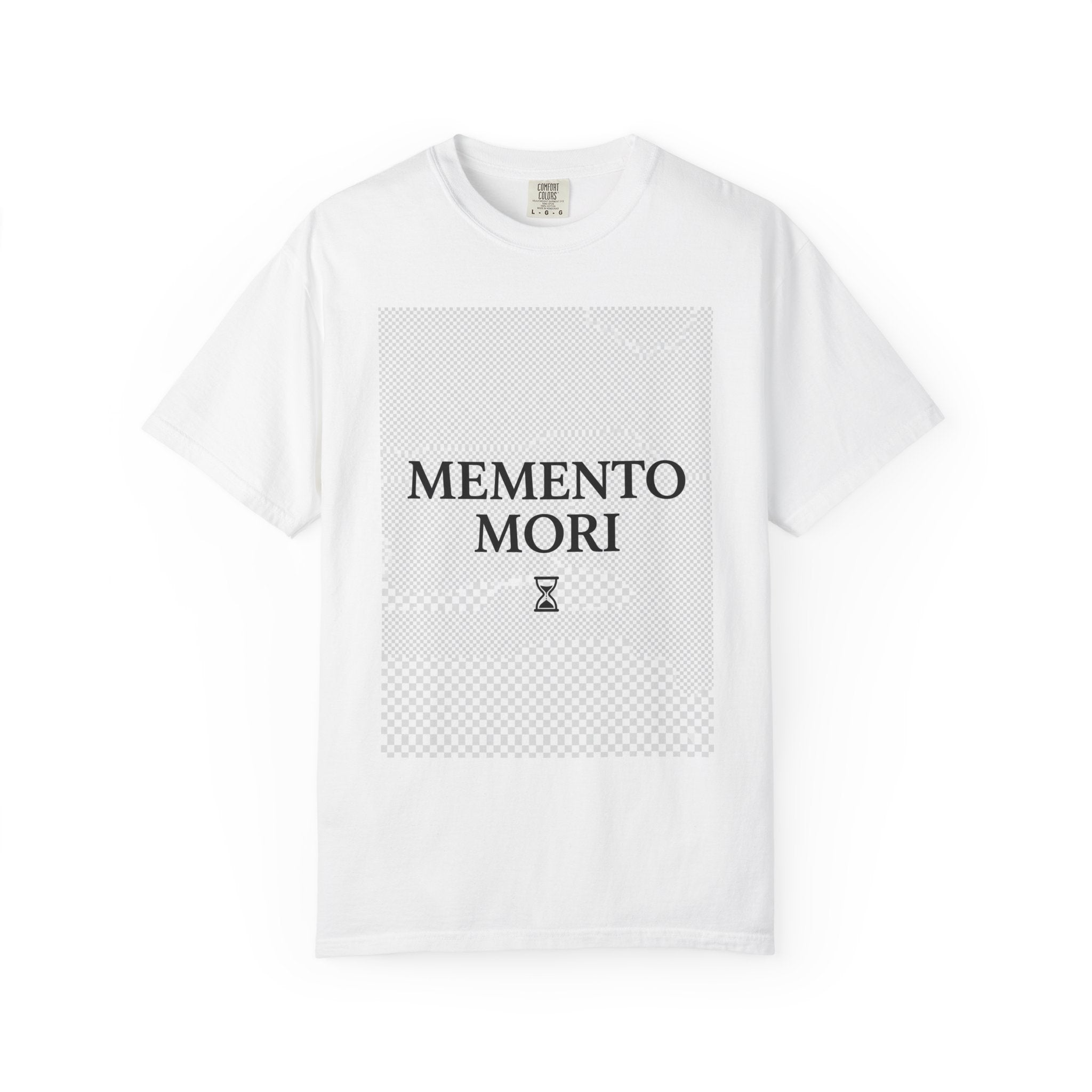Memento Mori T-Shirt — Minimalist Hourglass Graphic Tee