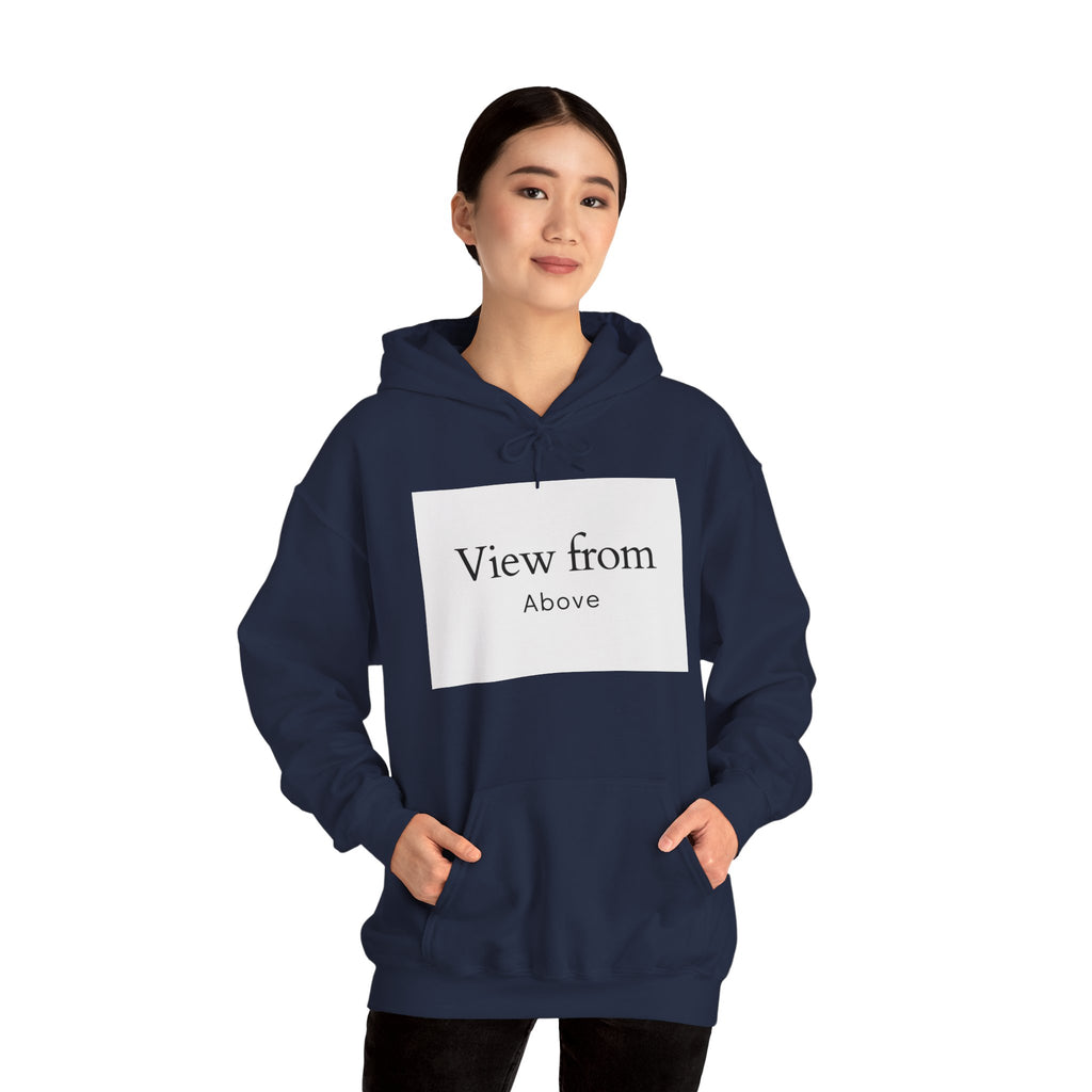 View From Above Hoodie - Minimal Text Graphic Pullover
