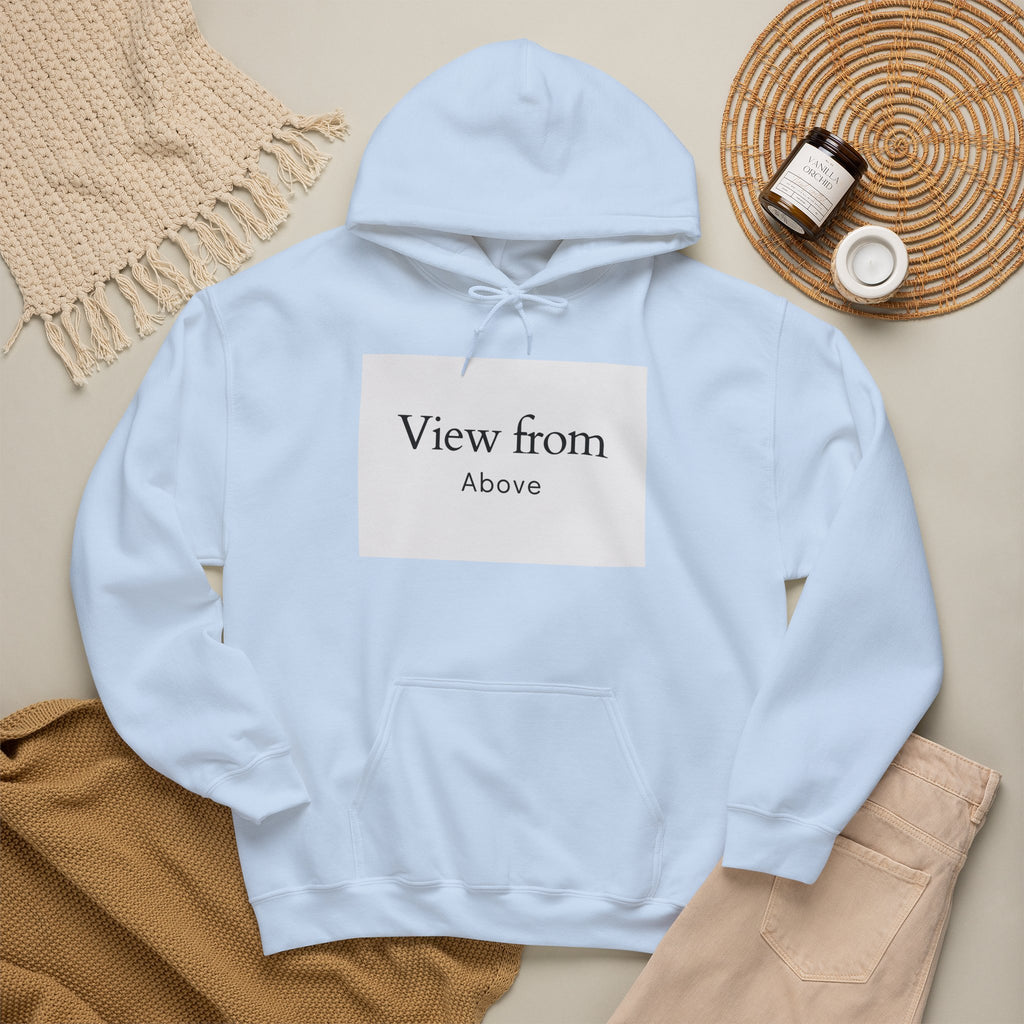 View From Above Hoodie - Minimal Text Graphic Pullover
