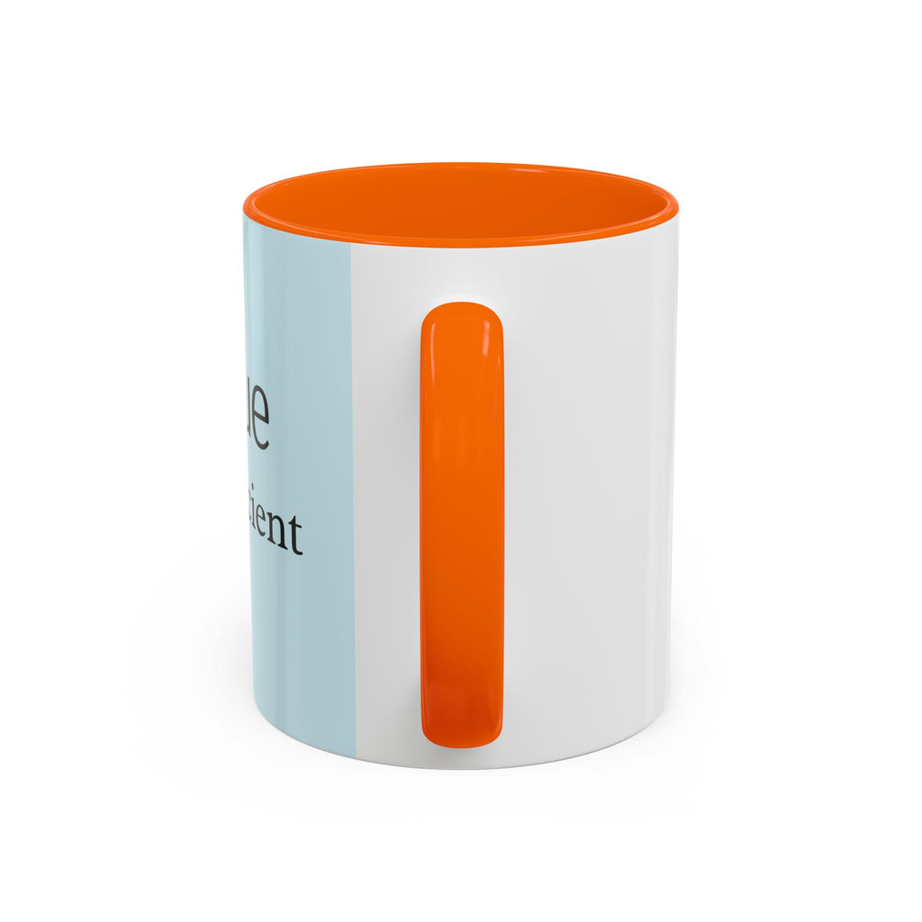 Virtue Is Sufficient Accent Coffee Mug — Inspirational Light Blue Ceramic