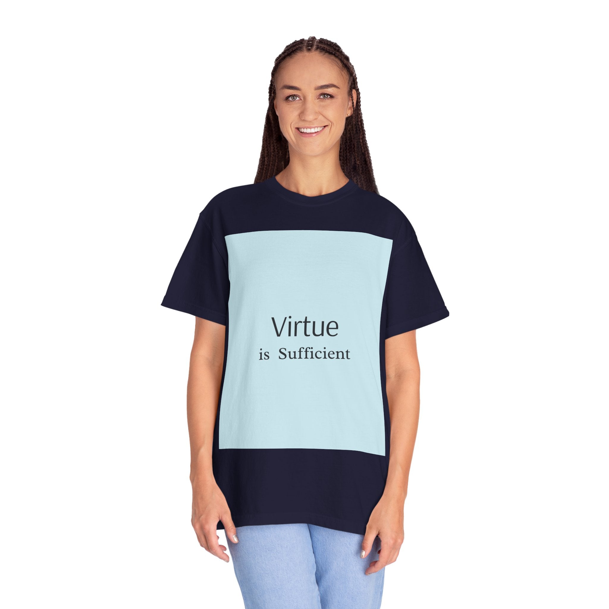 T-Shirt — "Virtue is Sufficient" Minimalist Inspirational Tee