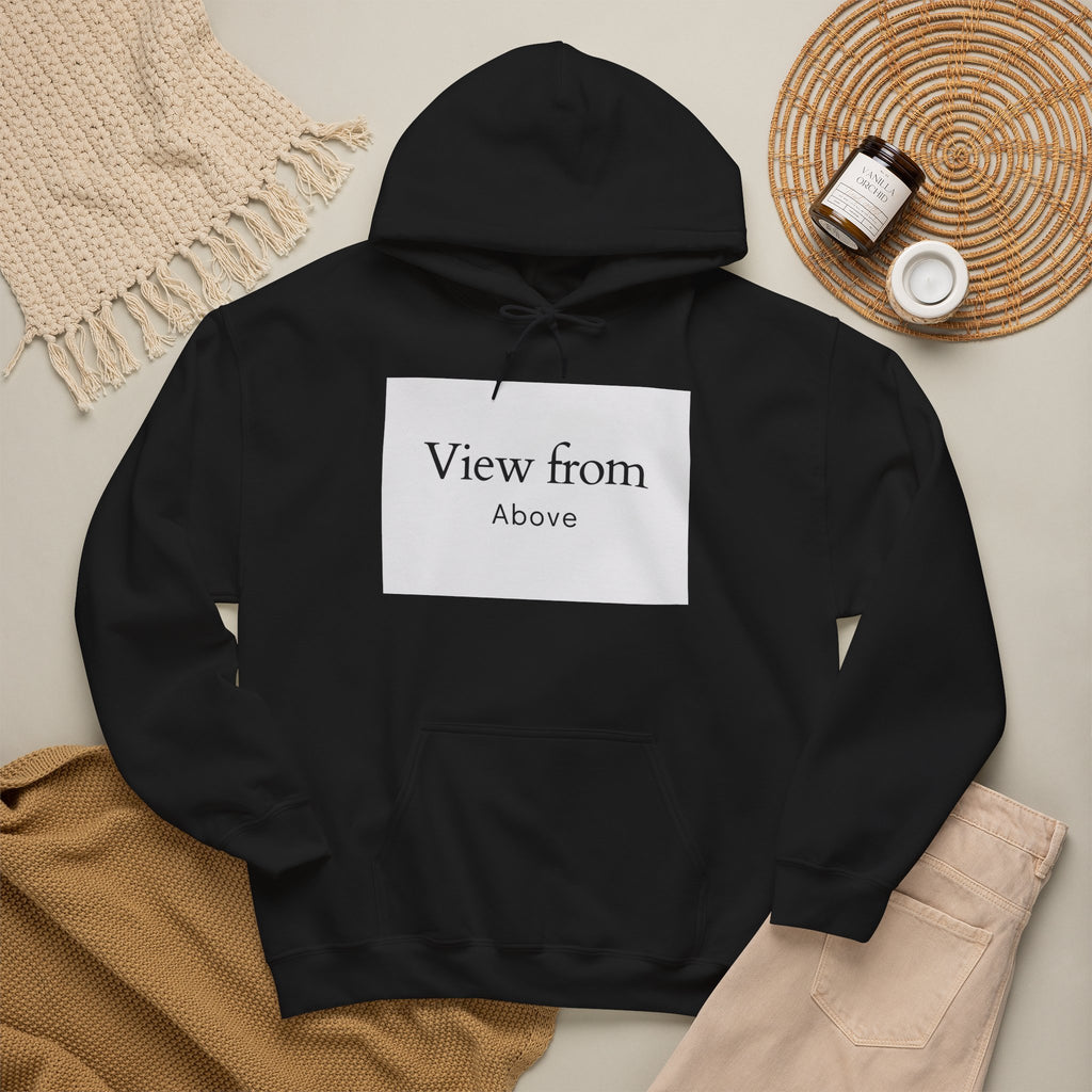 View From Above Hoodie - Minimal Text Graphic Pullover