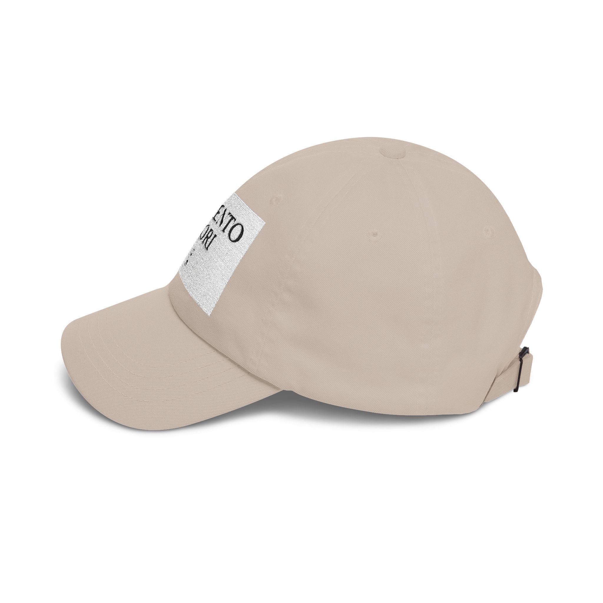 Memento Mori Dad Cap — Minimalist White Embroidered Baseball Hat