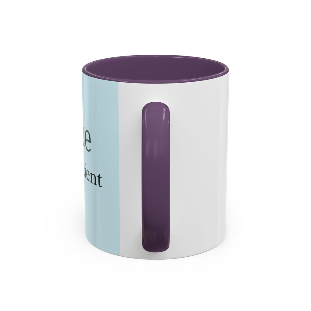 Virtue Is Sufficient Accent Coffee Mug — Inspirational Light Blue Ceramic