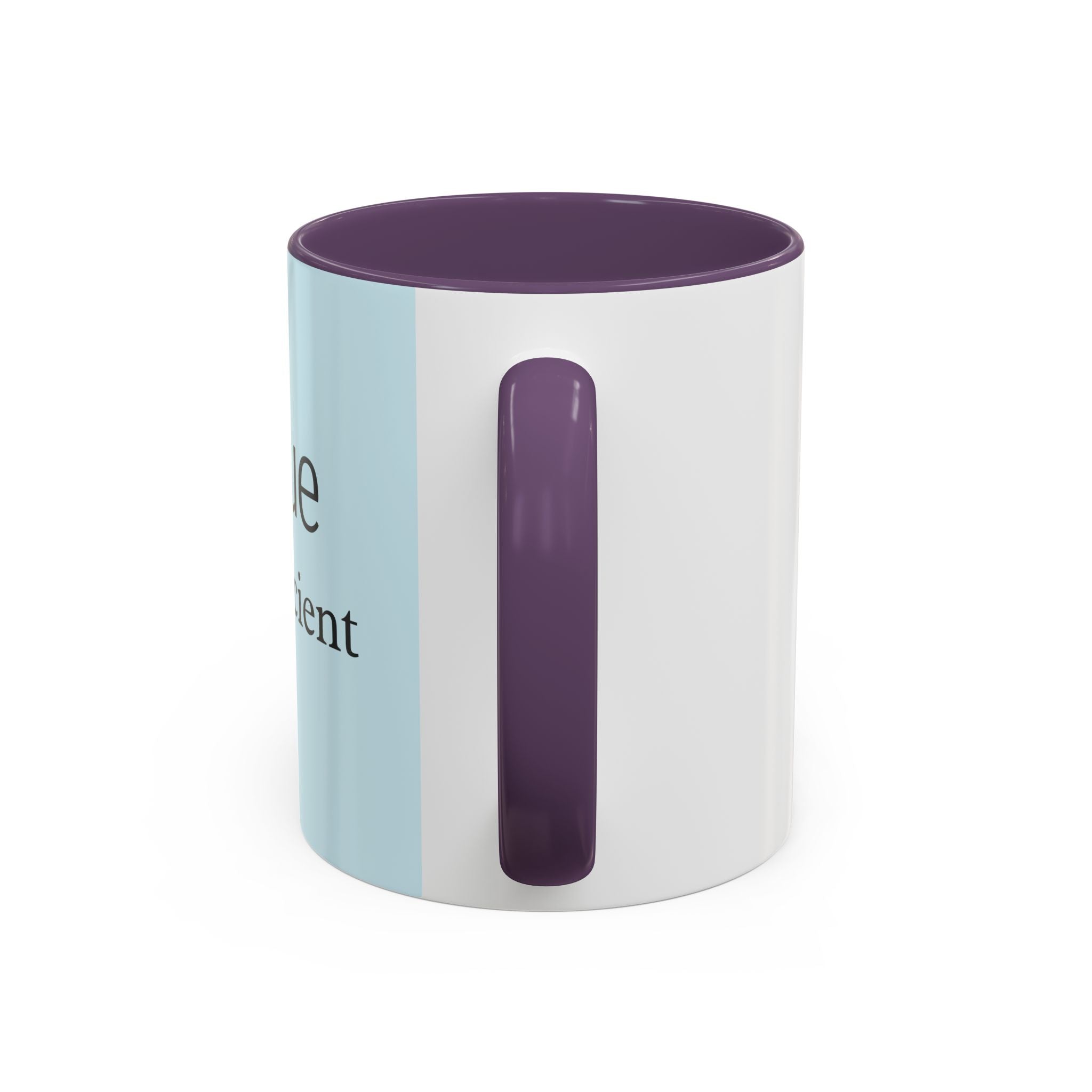 Virtue Is Sufficient Accent Coffee Mug — Inspirational Light Blue Ceramic