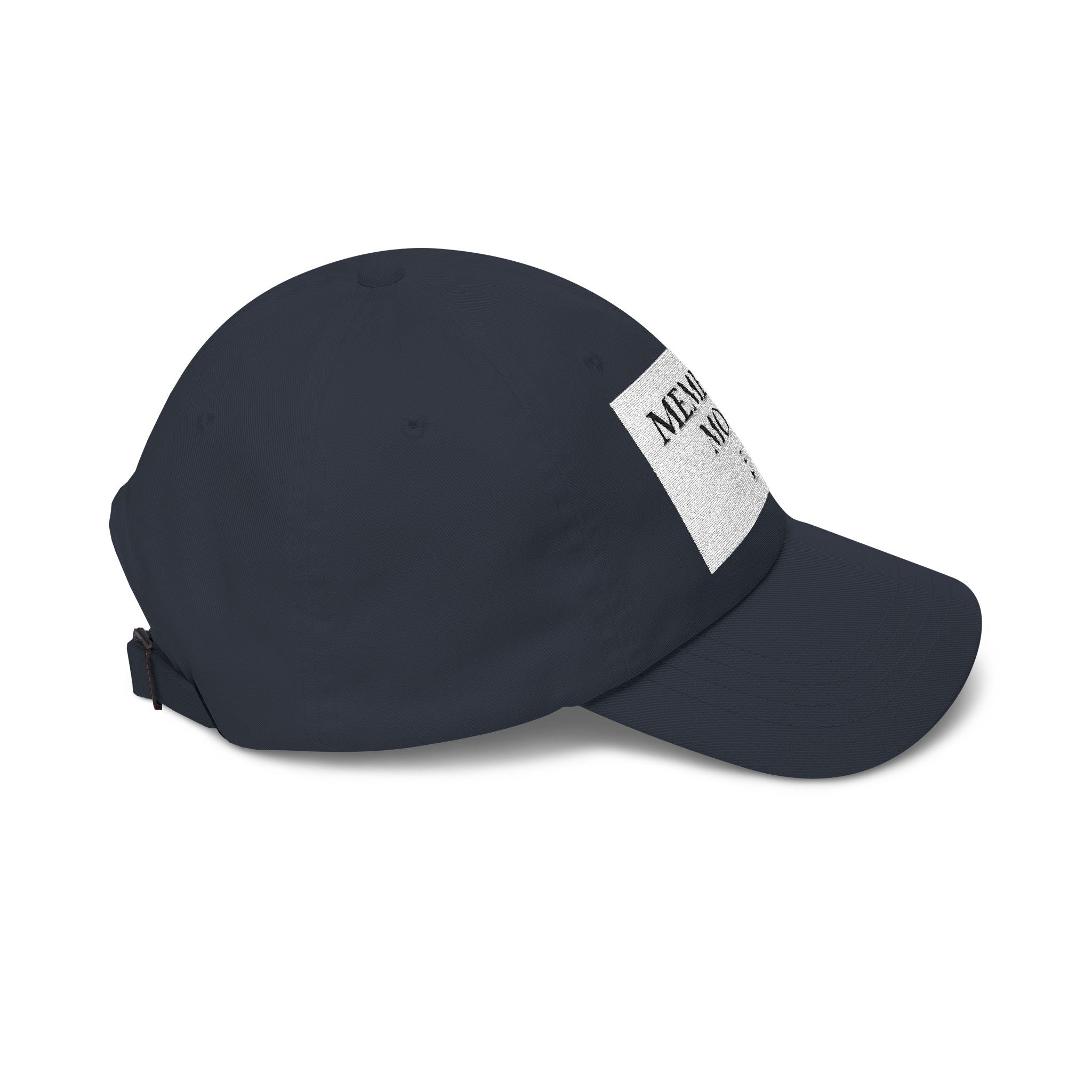 Memento Mori Dad Cap — Minimalist White Embroidered Baseball Hat