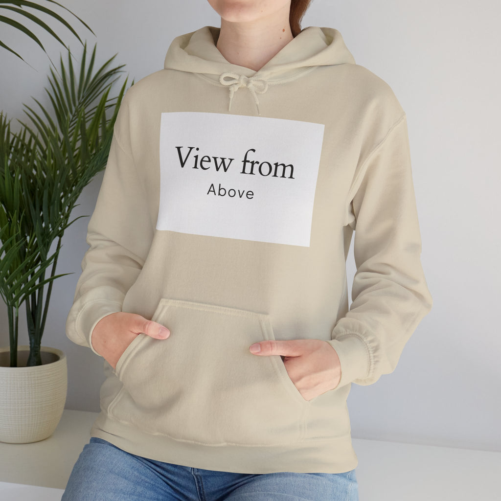 View From Above Hoodie - Minimal Text Graphic Pullover