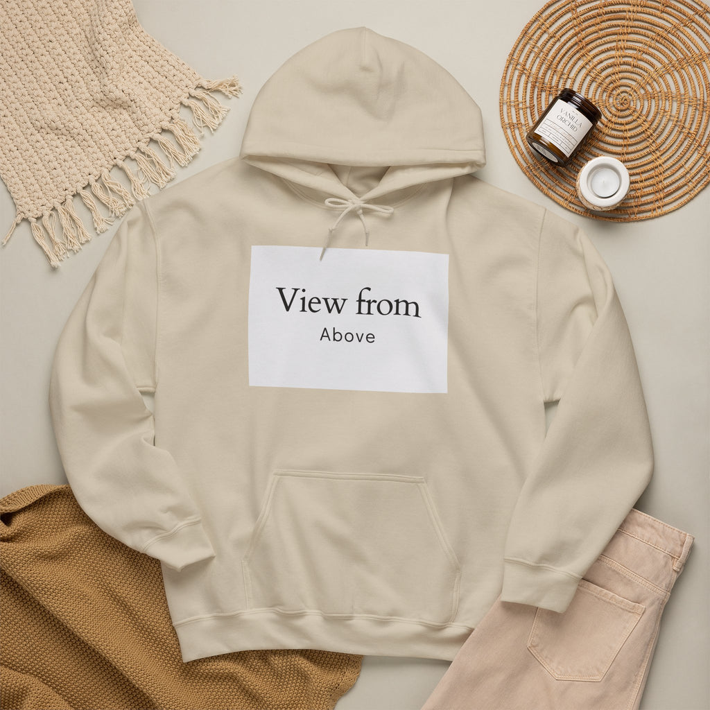 View From Above Hoodie - Minimal Text Graphic Pullover