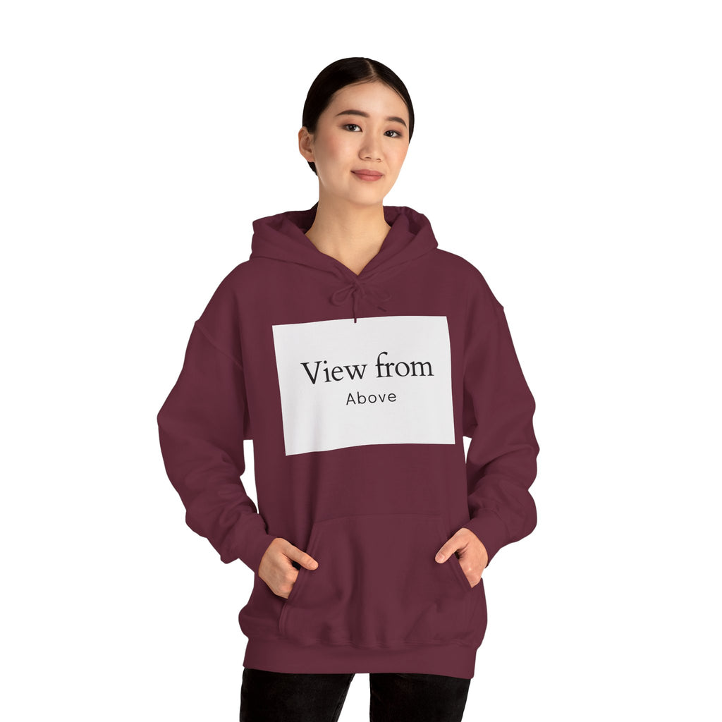 View From Above Hoodie - Minimal Text Graphic Pullover