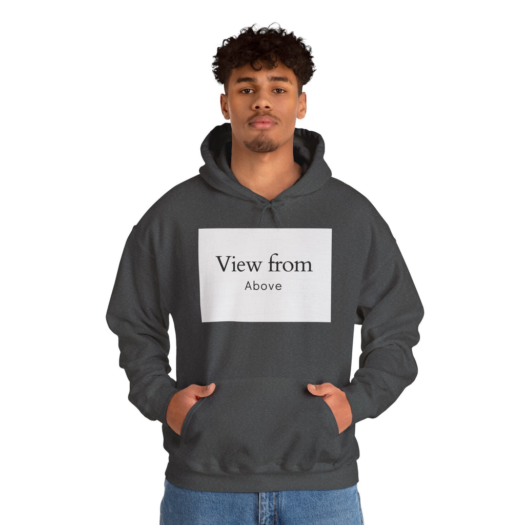 View From Above Hoodie - Minimal Text Graphic Pullover
