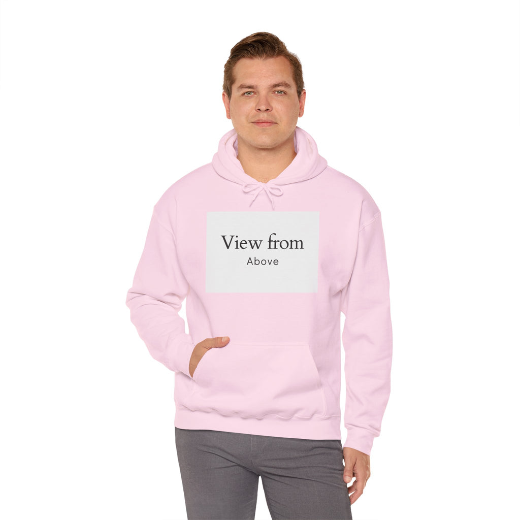 View From Above Hoodie - Minimal Text Graphic Pullover
