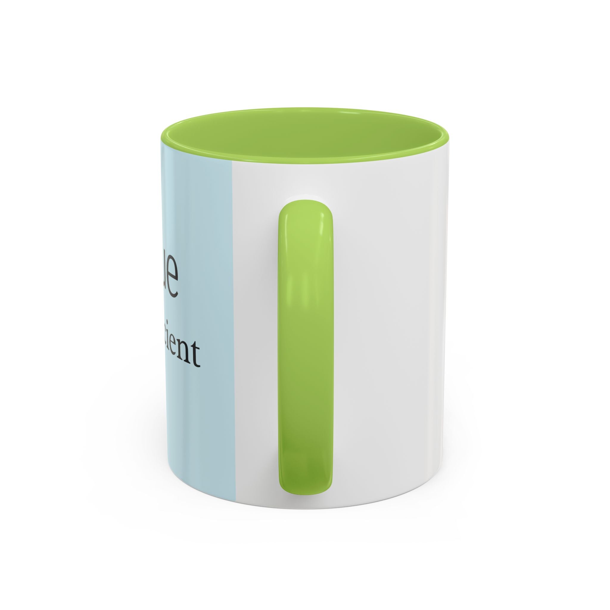 Virtue Is Sufficient Accent Coffee Mug — Inspirational Light Blue Ceramic