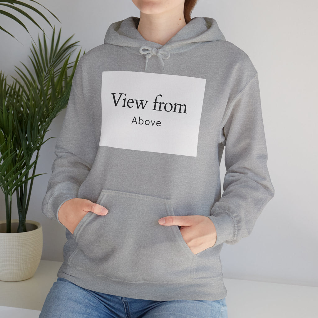 View From Above Hoodie - Minimal Text Graphic Pullover