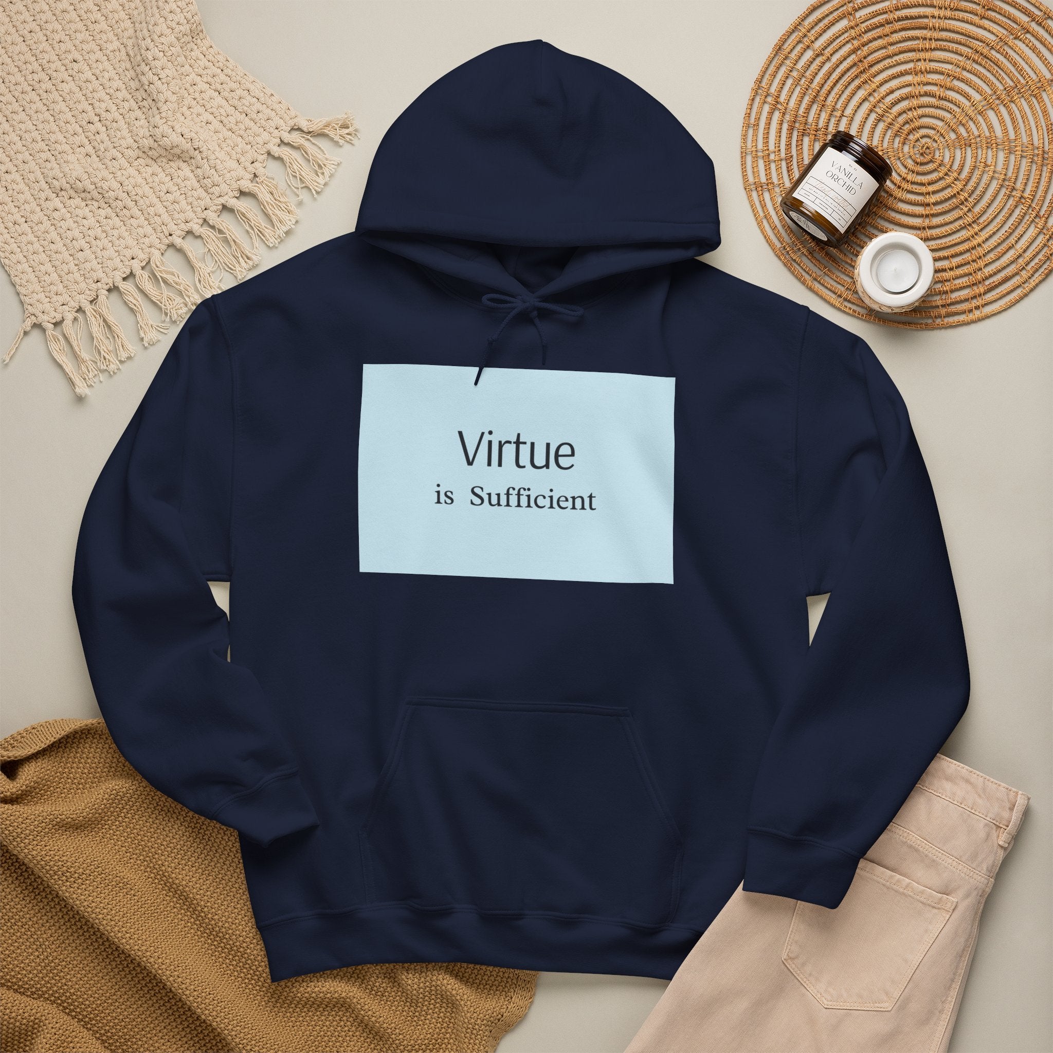 Virtue Is Sufficient Hoodie — Minimalist Inspirational Pullover